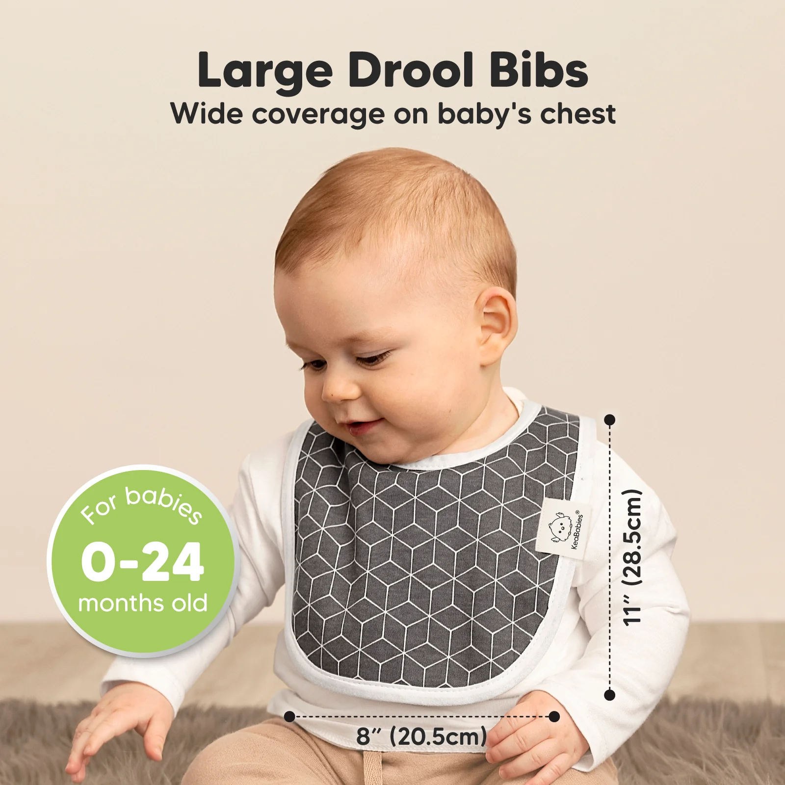 GOTS Certified, 100% Organic Cotton Baby Drool Bibs, Set of 8 - Image 7