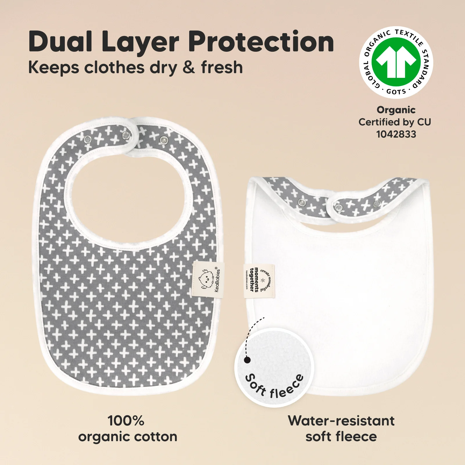 GOTS Certified, 100% Organic Cotton Baby Drool Bibs, Set of 8 - Image 8