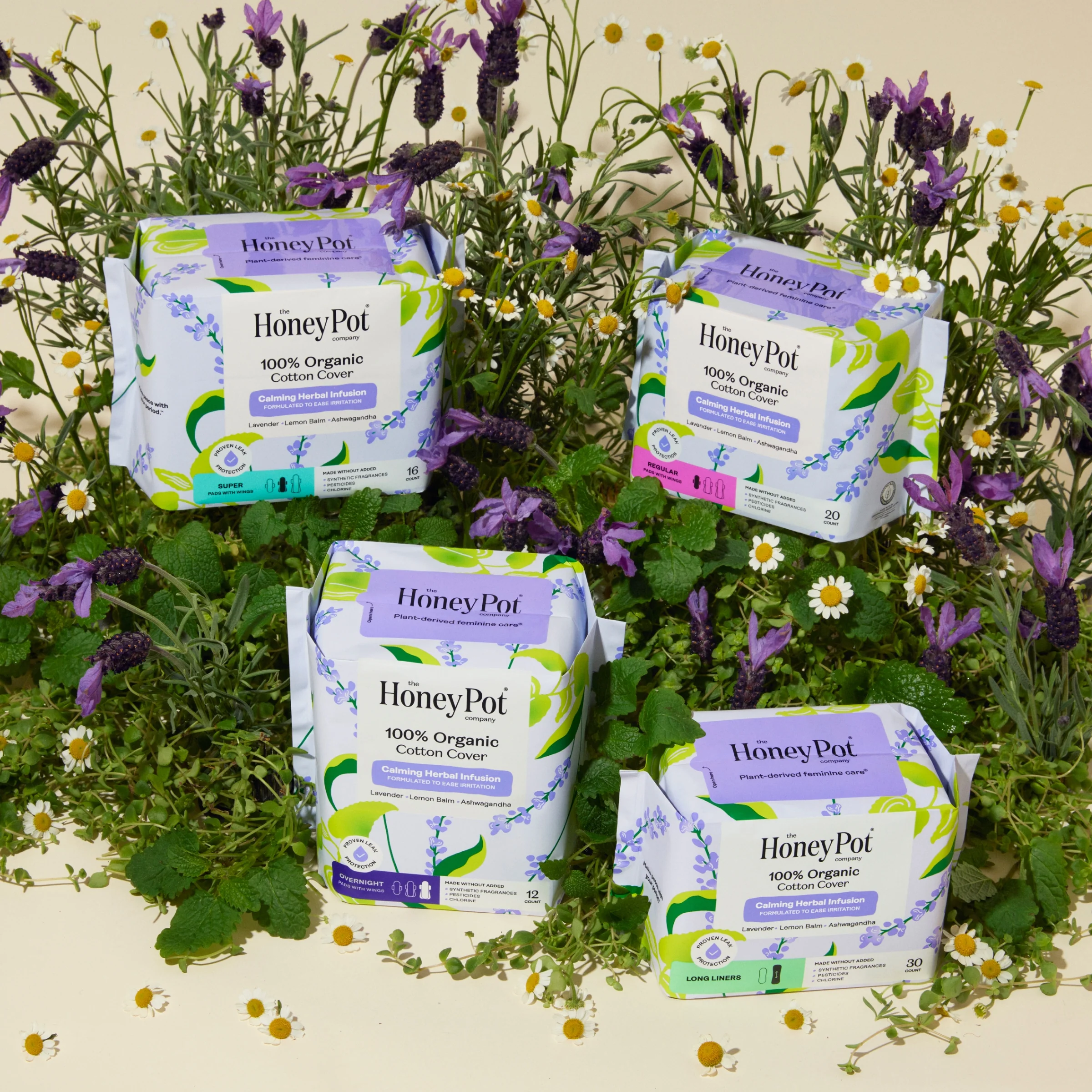 Overnight Pads - 100% Organic Cotton Cover Calming Herbal Infusion - Image 2