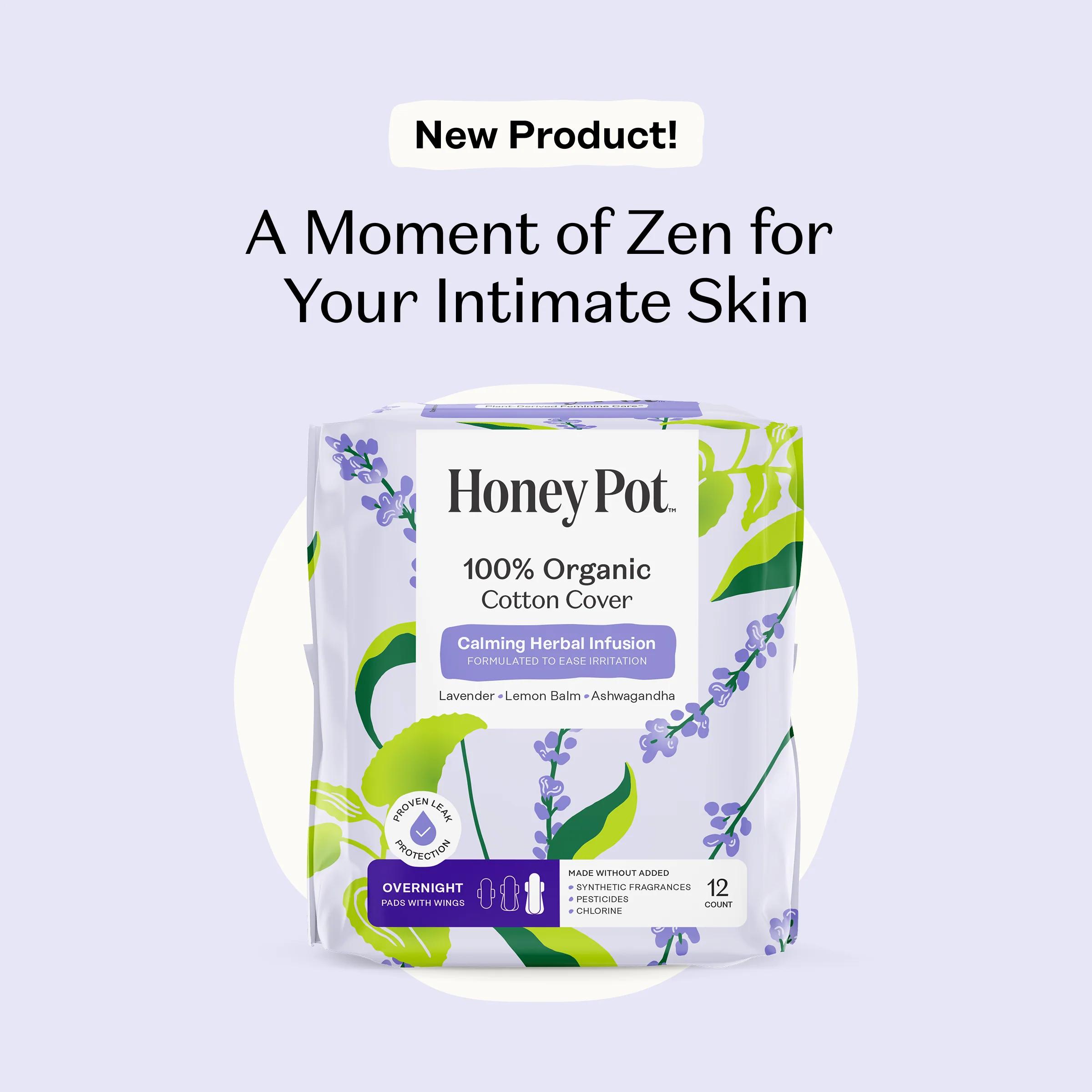 Overnight Pads - 100% Organic Cotton Cover Calming Herbal Infusion - Image 3