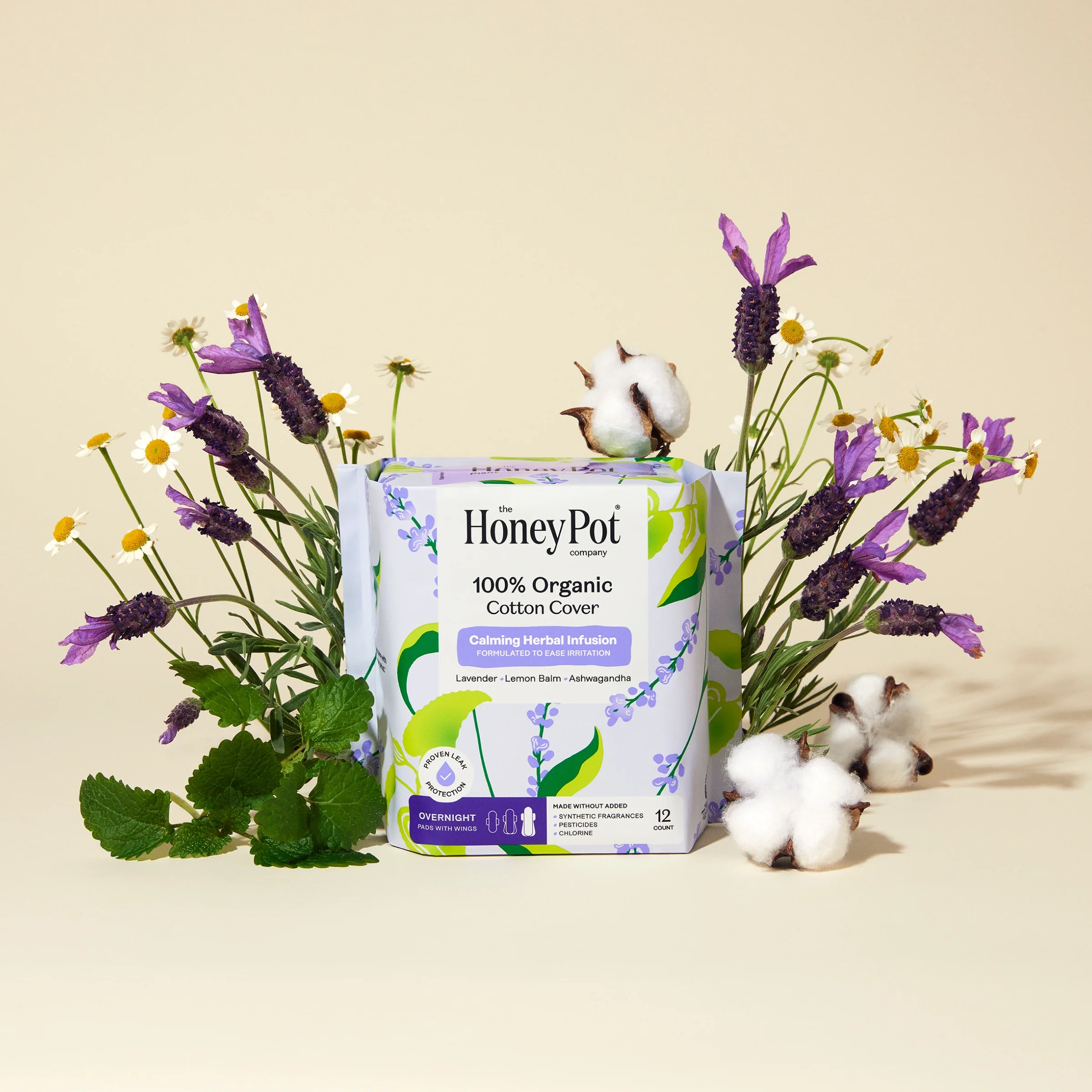 Overnight Pads - 100% Organic Cotton Cover Calming Herbal Infusion - Image 5