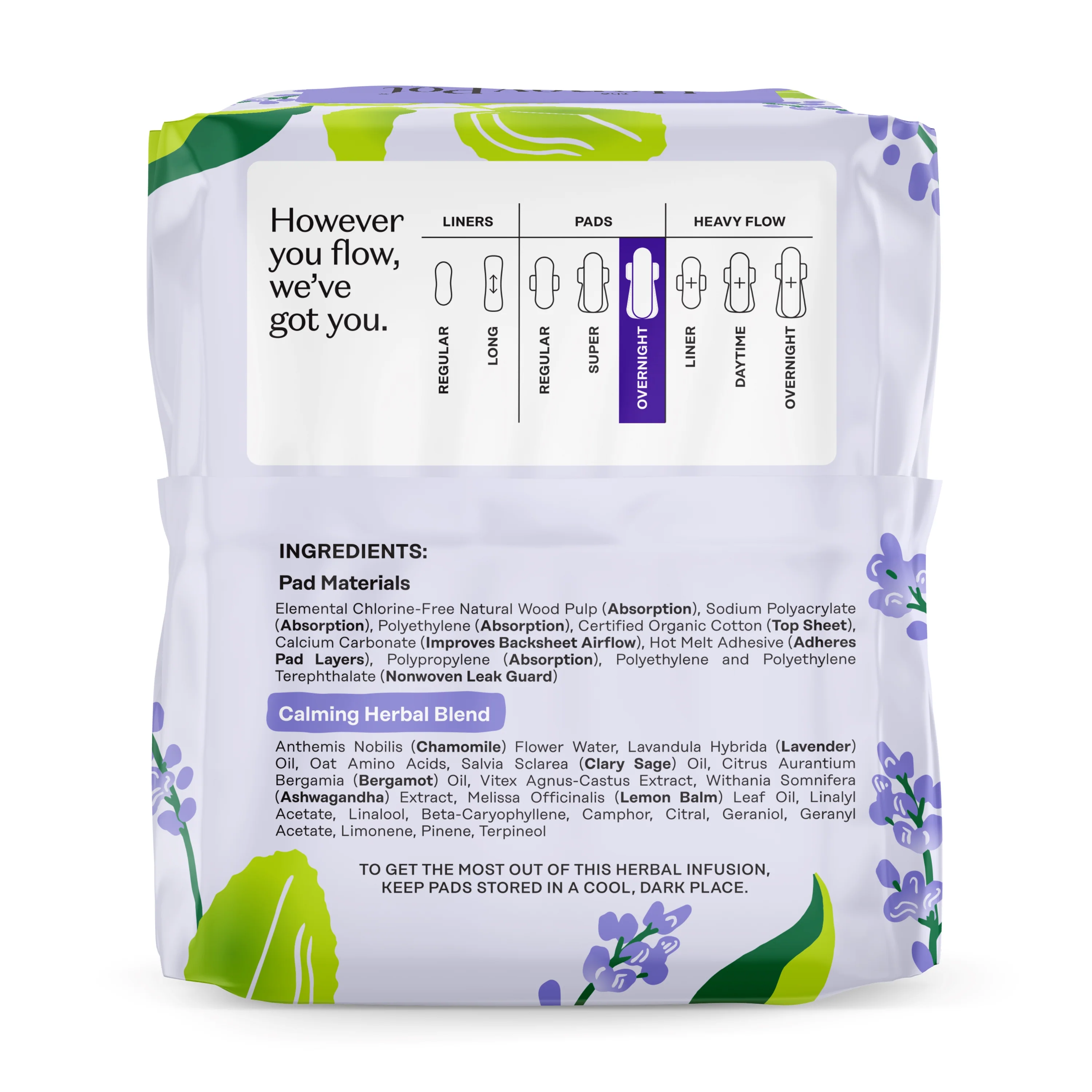 Overnight Pads - 100% Organic Cotton Cover Calming Herbal Infusion - Image 9