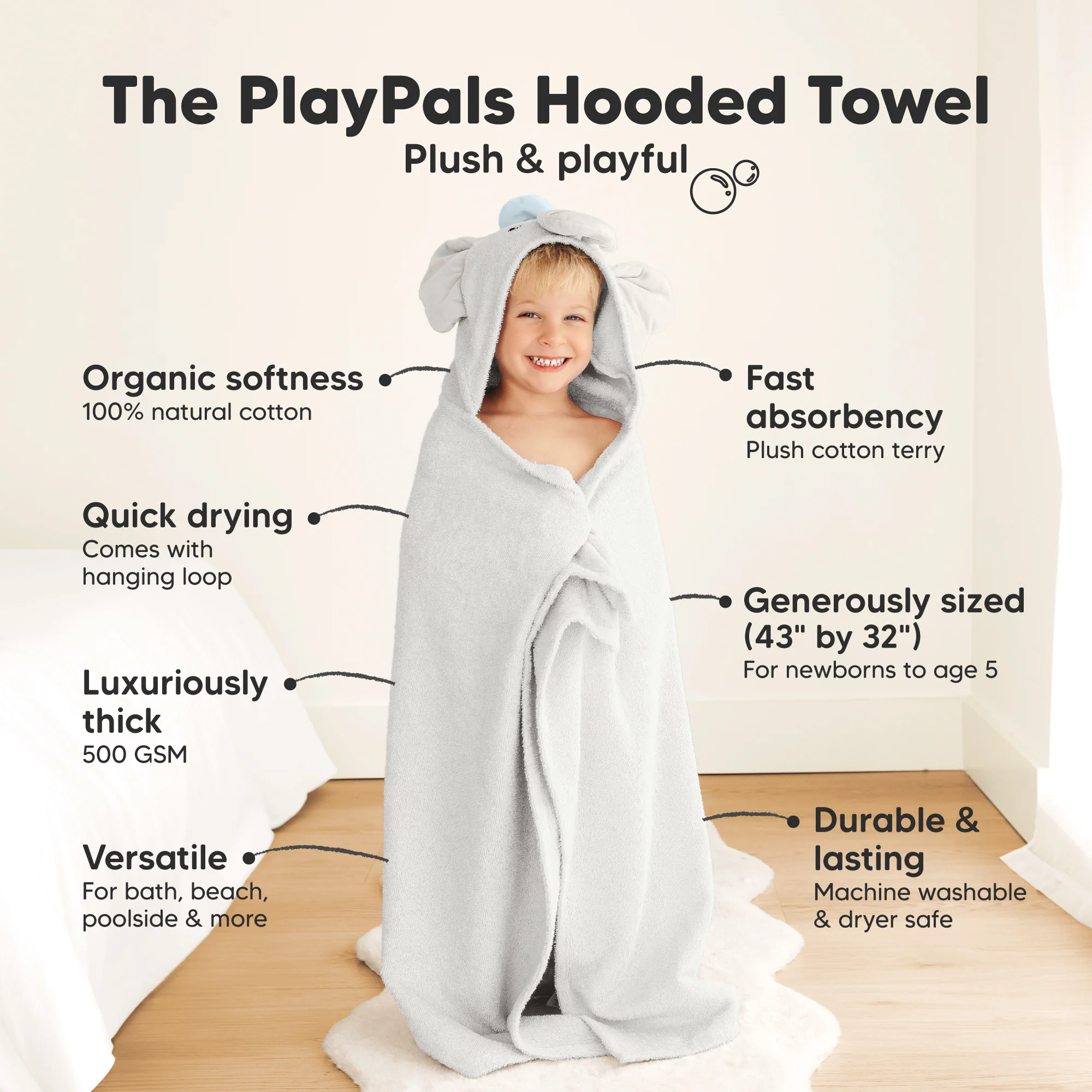 GOTS Certified, 100% Organic Cotton Hooded Towel - Image 19
