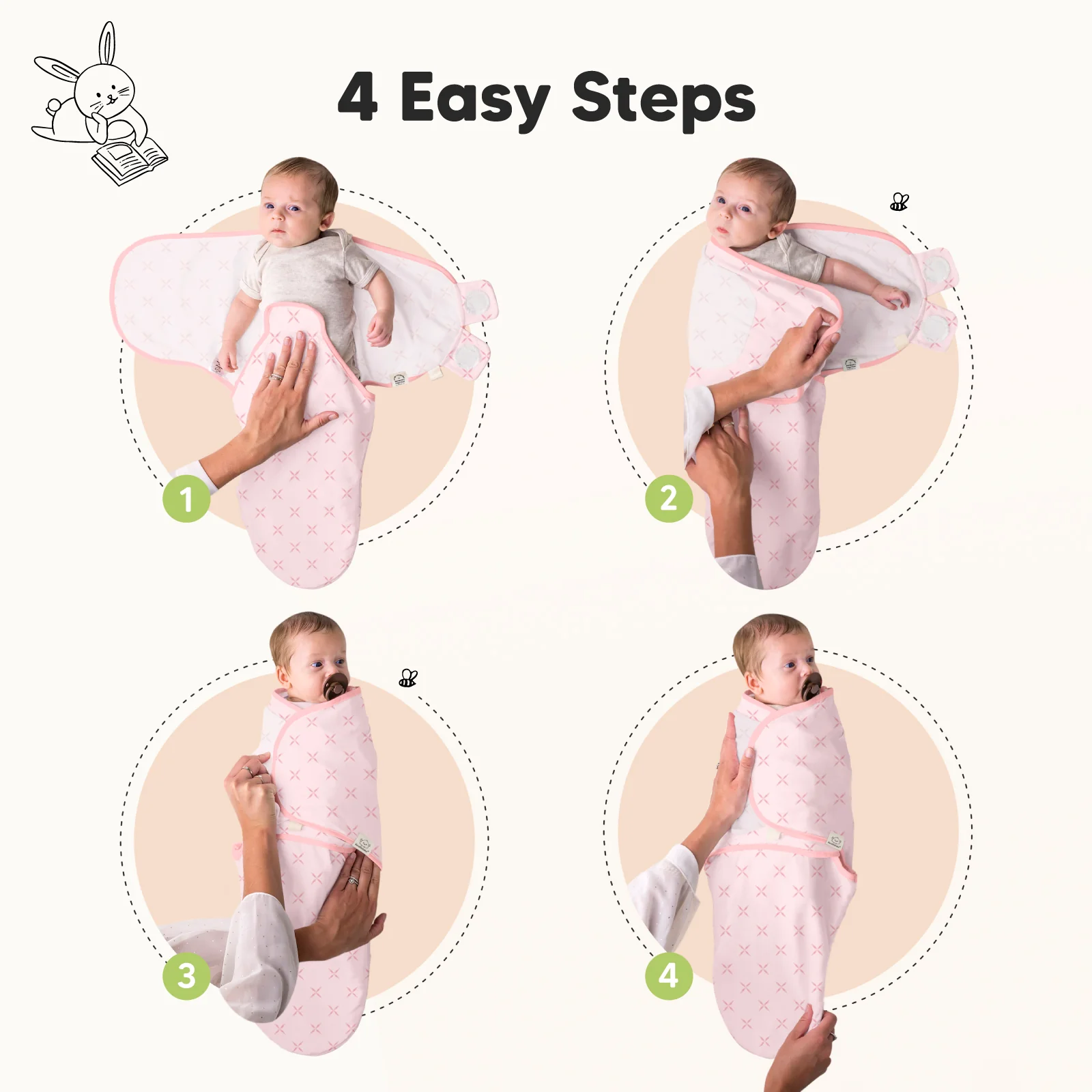 GOTS Certified, 100% Organic Cotton Soothe Swaddle Wraps, Set of 3 - Image 15