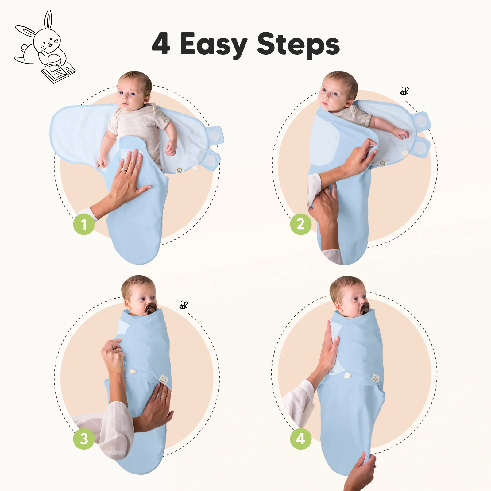 GOTS Certified, 100% Organic Cotton Soothe Swaddle Wraps, Set of 3 - Image 3