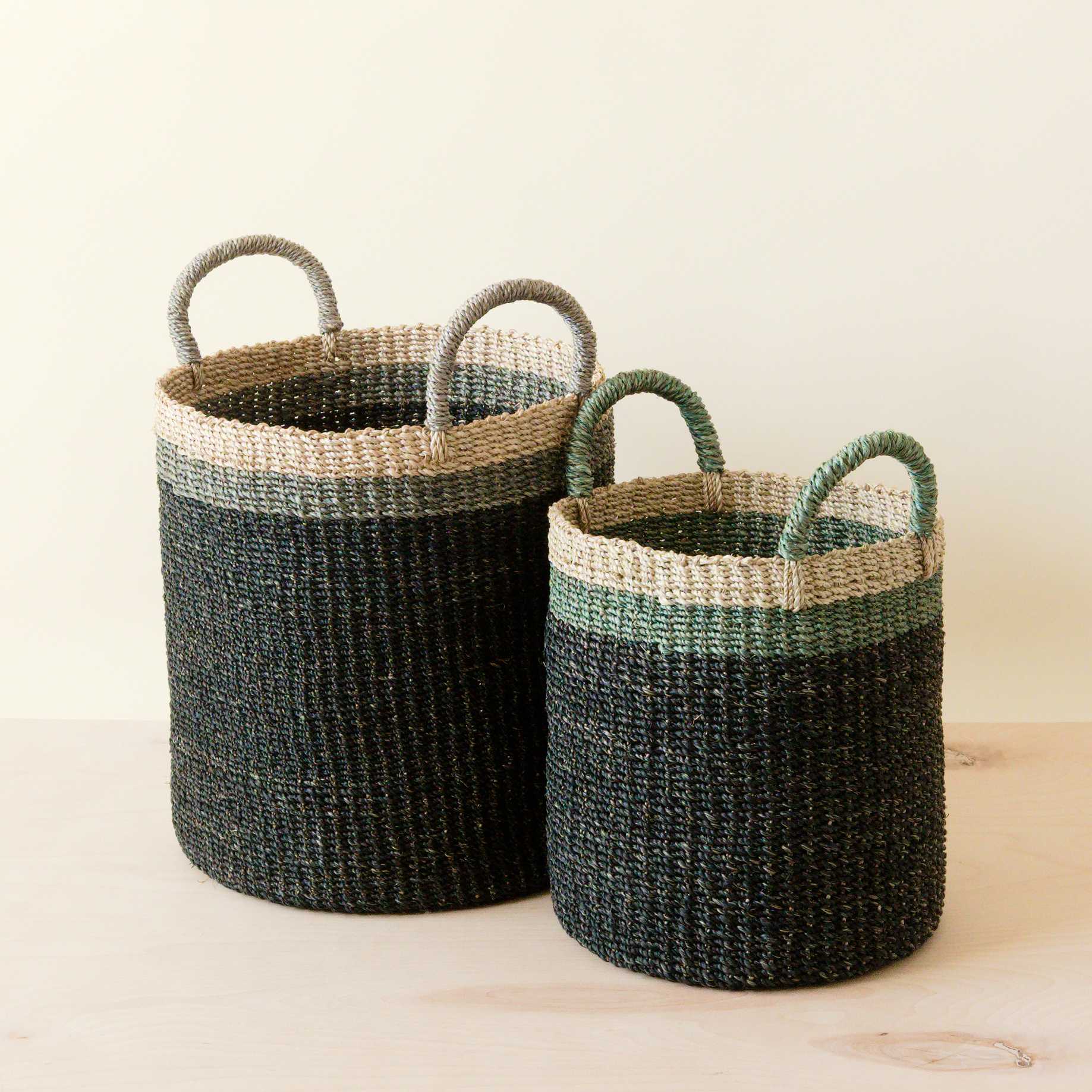 Abaca Cylinder Basket with Handles, Set of 2 - Image 2