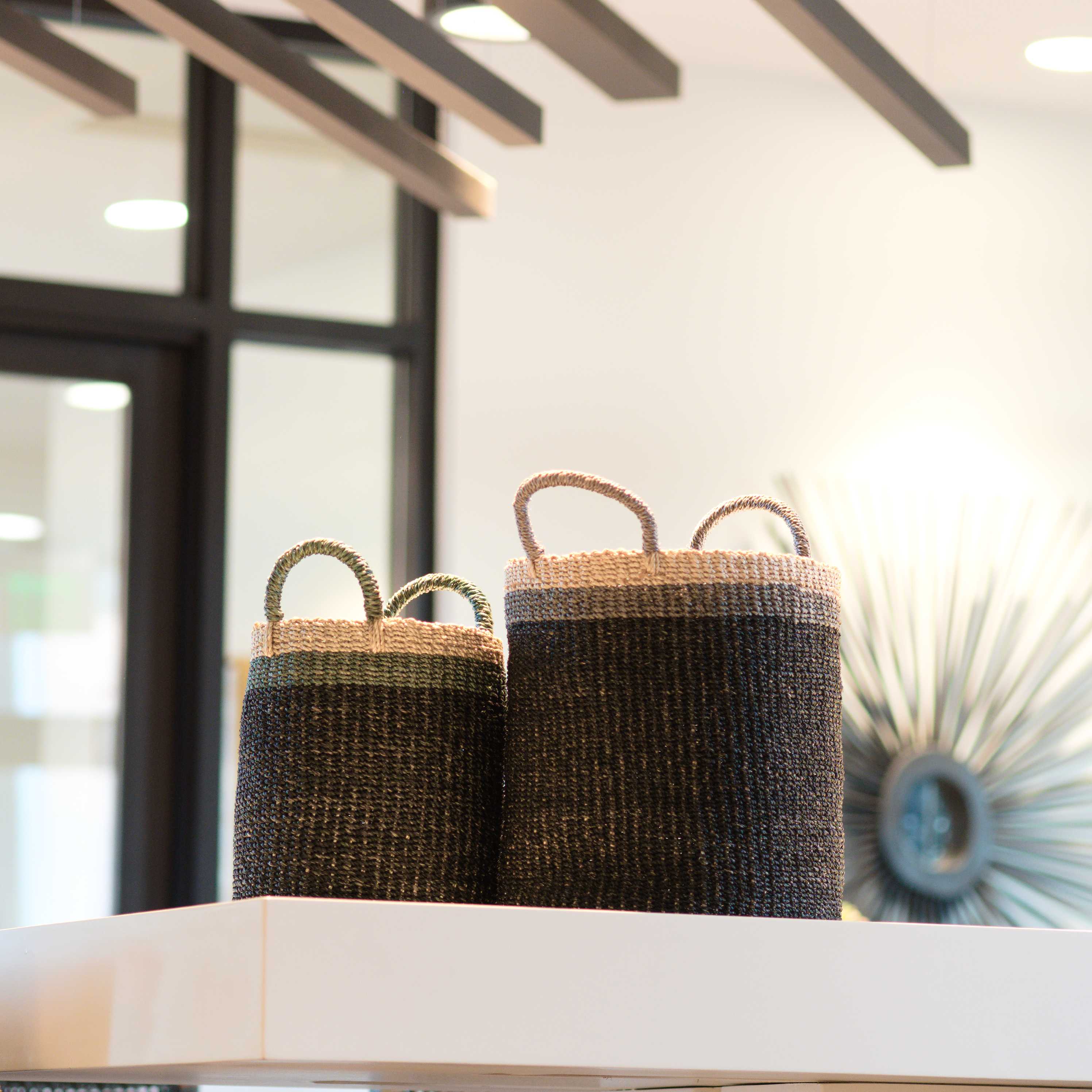 Abaca Cylinder Basket with Handles, Set of 2 - Image 4