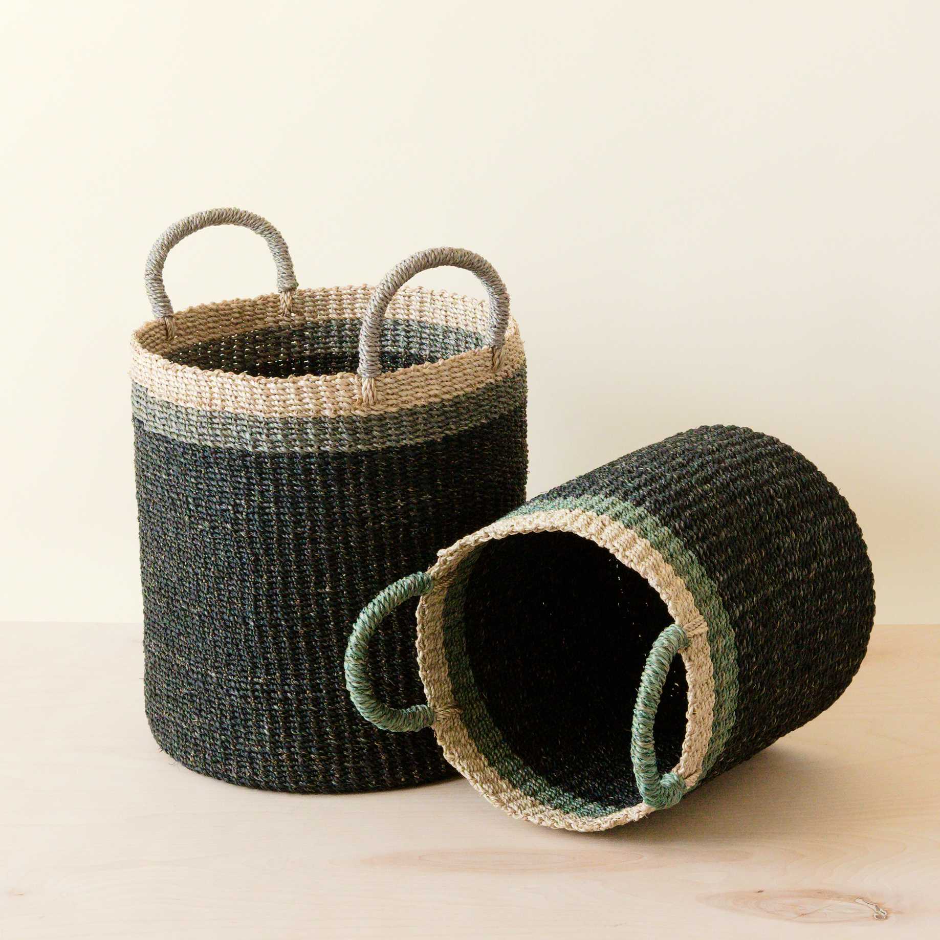 Abaca Cylinder Basket with Handles, Set of 2 - Image 7