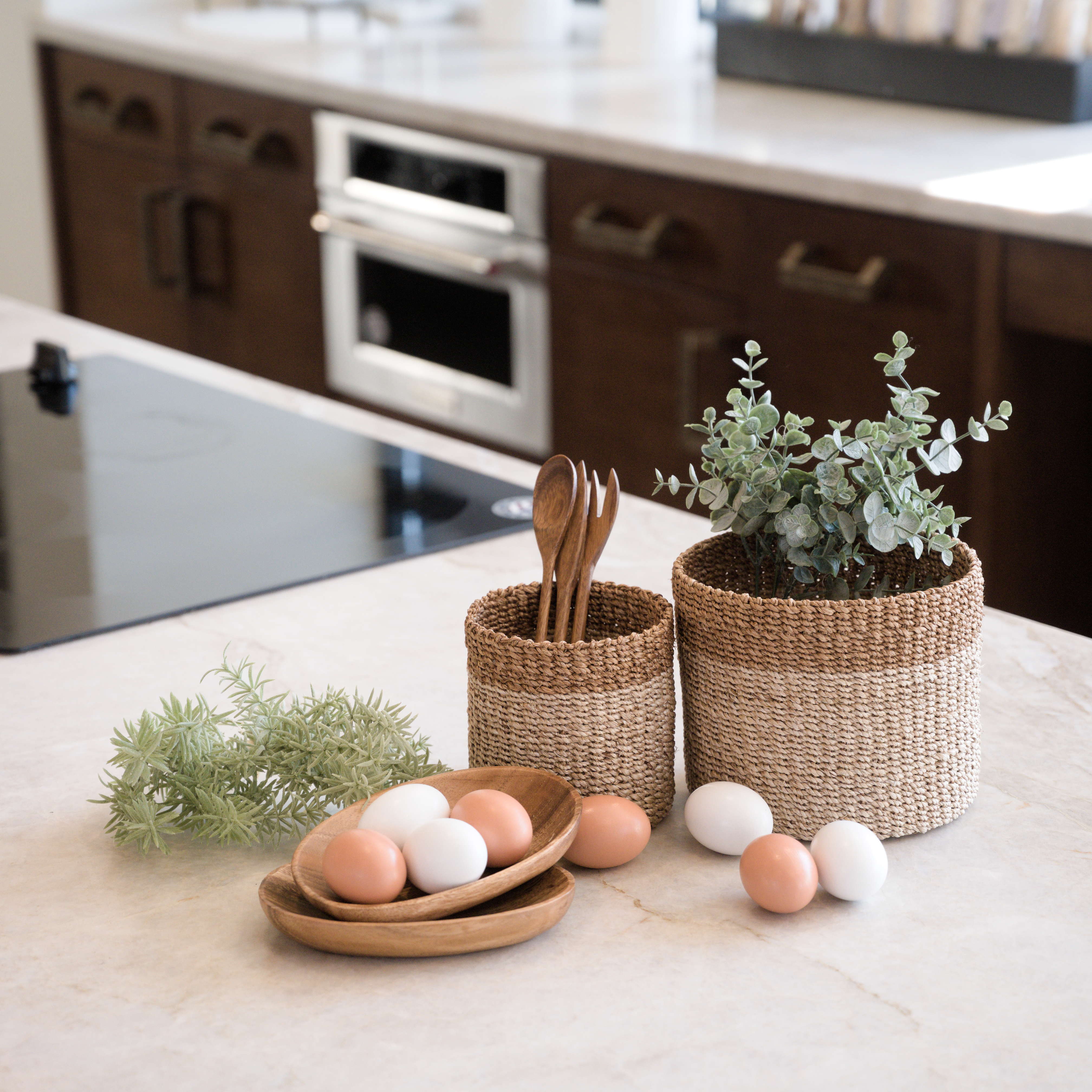 Abaca Cylinder Tabletop Basket, nested set of 2 - Image 8