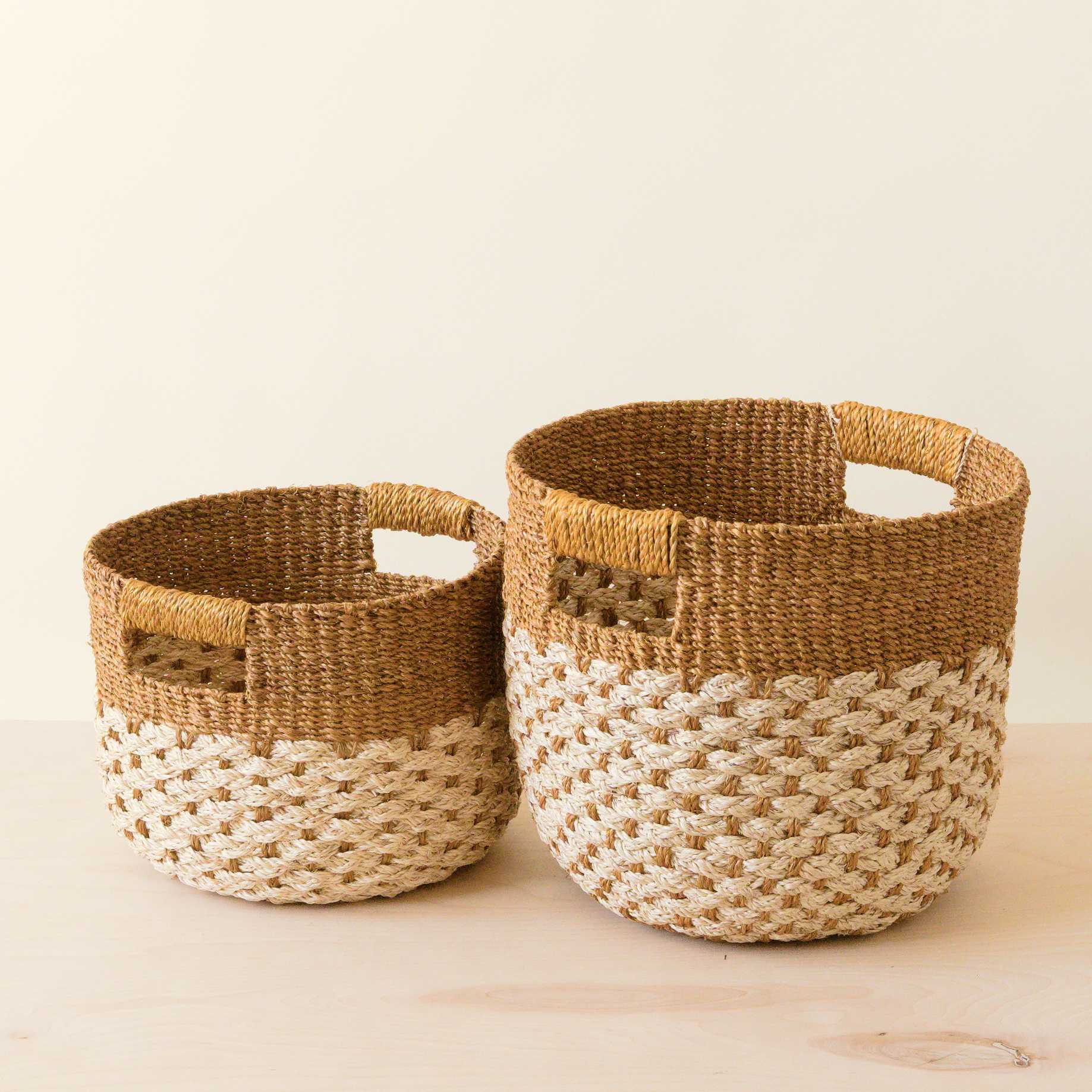 Abaca Round Bottom Basket, nested set of 2 - Image 5