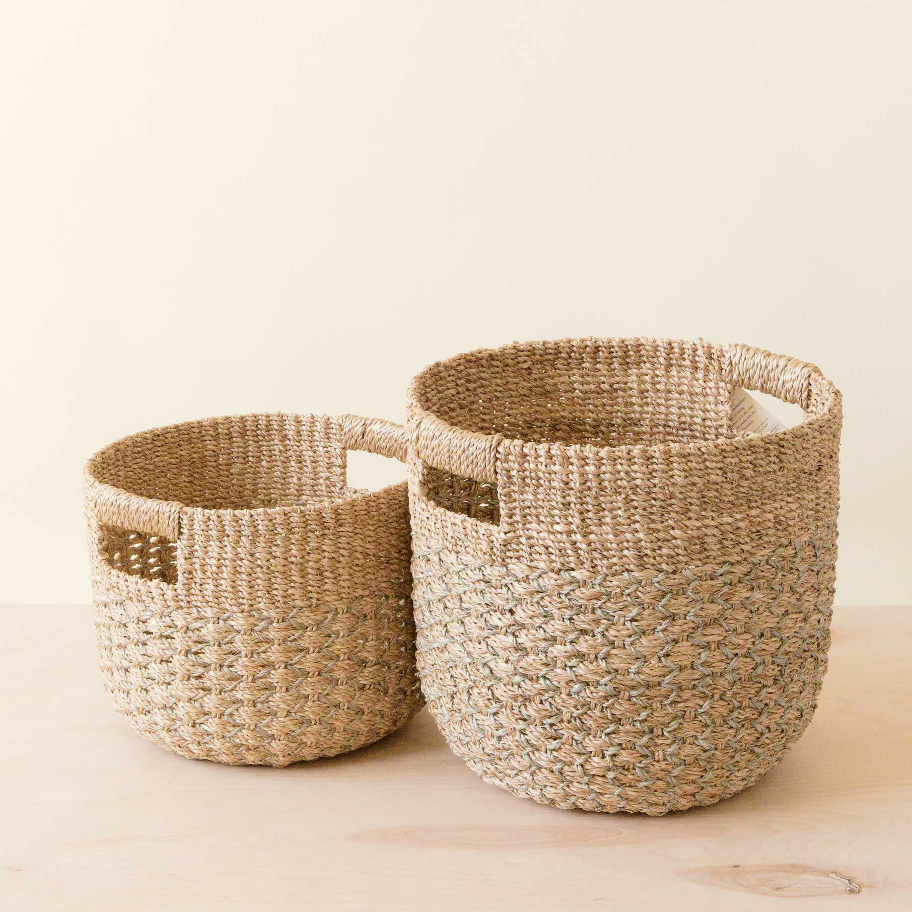 Abaca Round Bottom Basket, nested set of 2 - Image 4