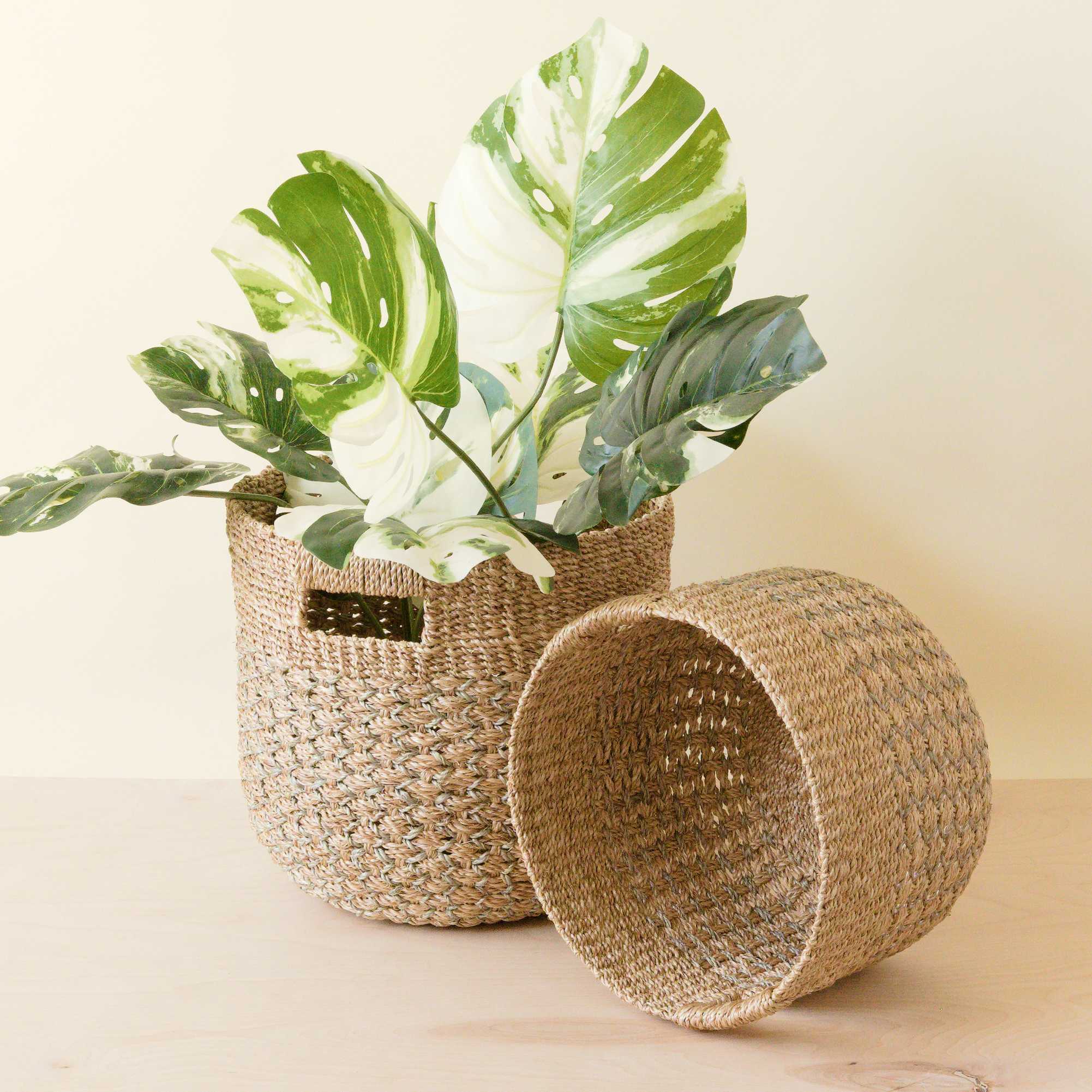 Abaca Round Bottom Basket, nested set of 2 - Image 5