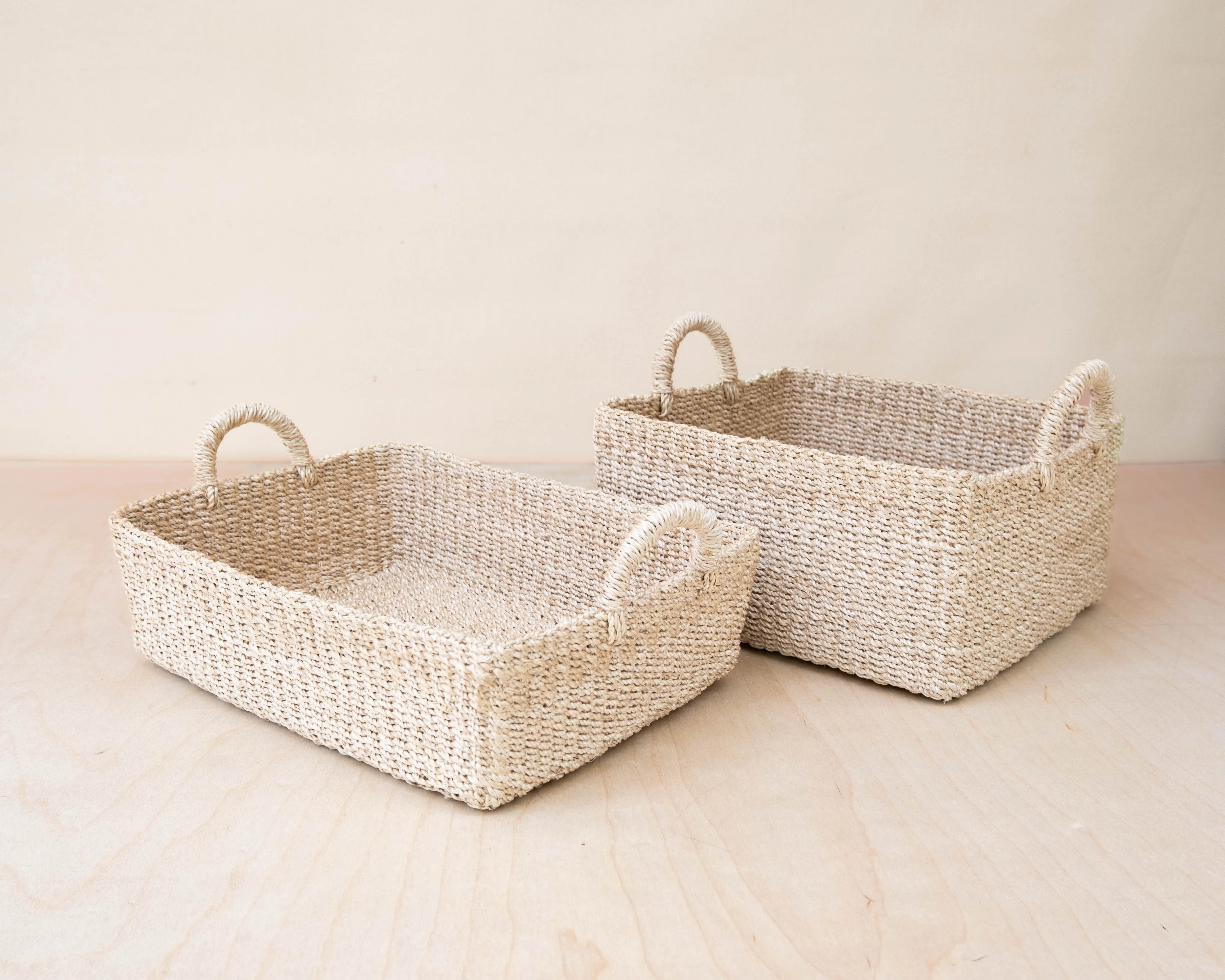 Abaca Square Tabletop Basket with Handles - Image 4