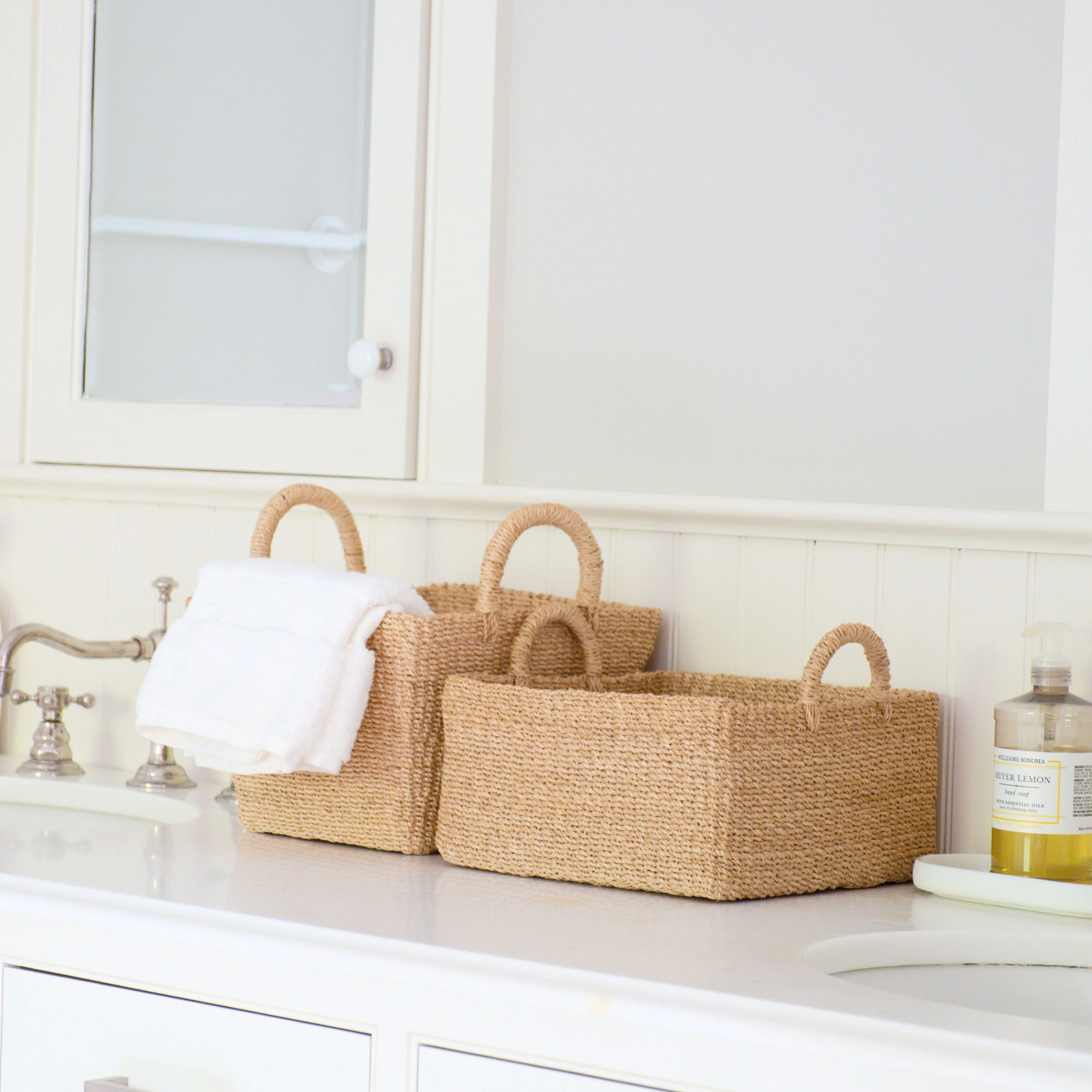 Abaca Square Tabletop Basket with Handles - Image 5