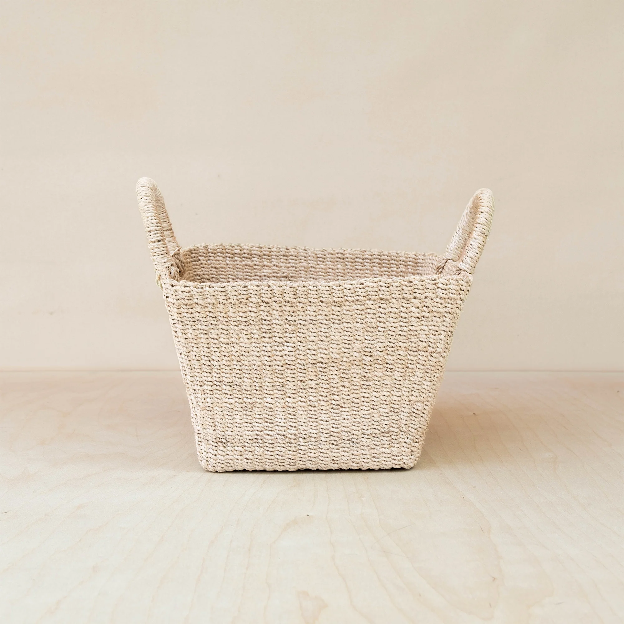 Abaca Tapered Square Tabletop Basket with Handles - Image 7