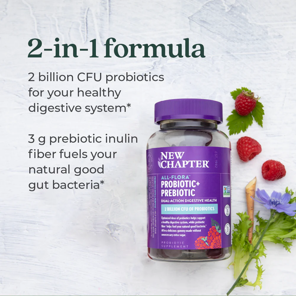 All-Flora Probiotic + Prebiotic Gummies, Raspberry Flavored - Image 9