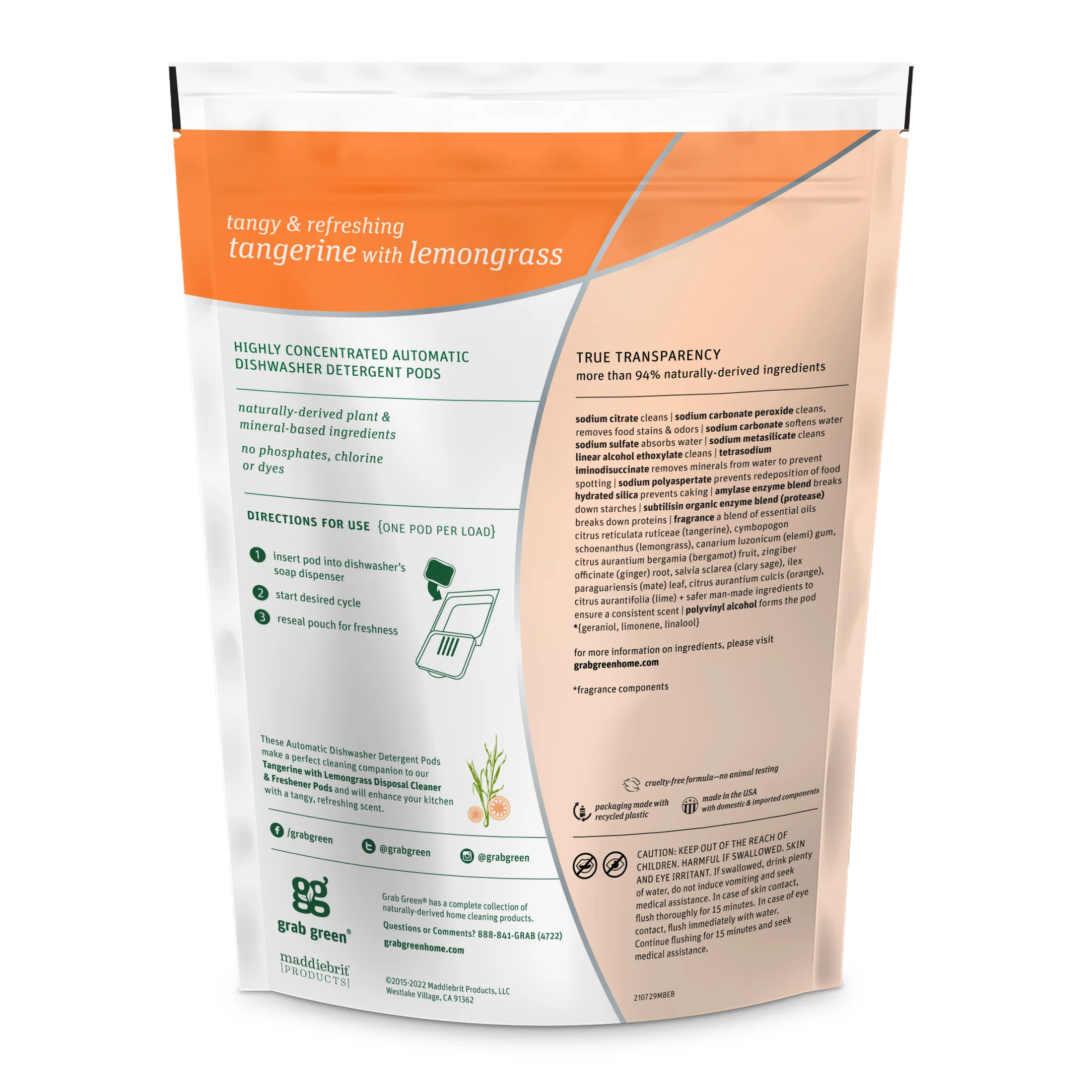 Automatic Dishwasher Detergent Pods - Tangerine with Lemongrass - Image 5