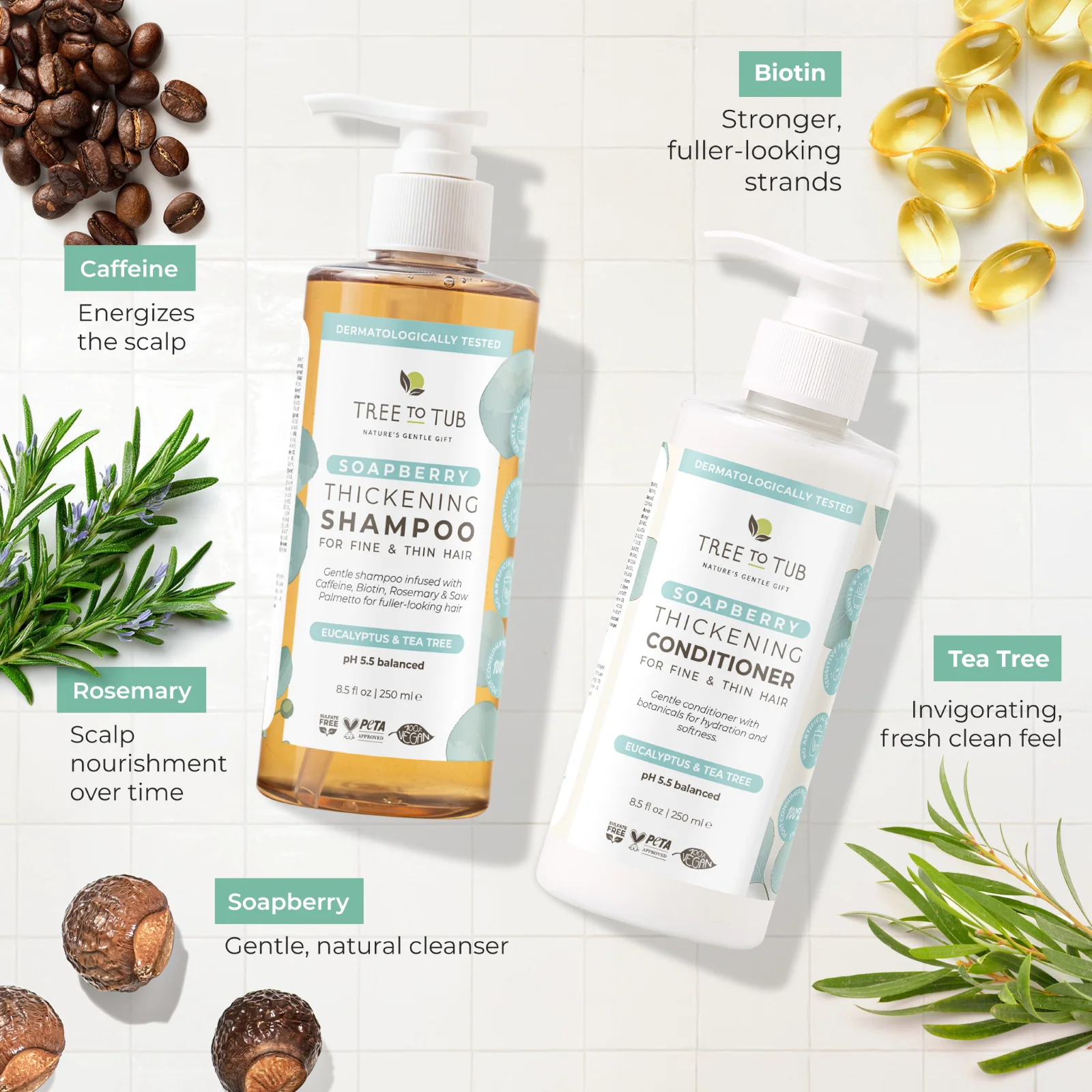 Thickening Caffeine & Biotin Shampoo and Conditioner Set - Image 5