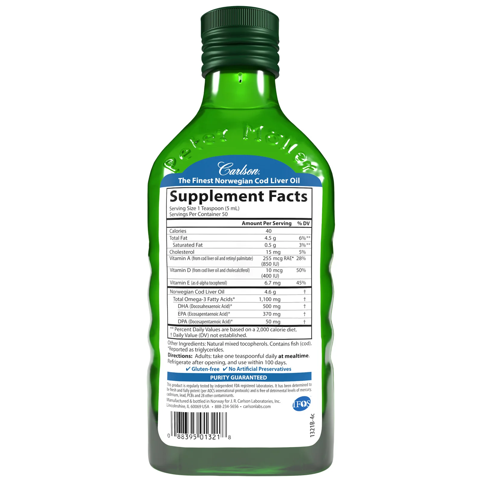 Cod Liver Oil - 1,100 mg Omega-3s + Vitamins A & D3, 250 mL - Image 3