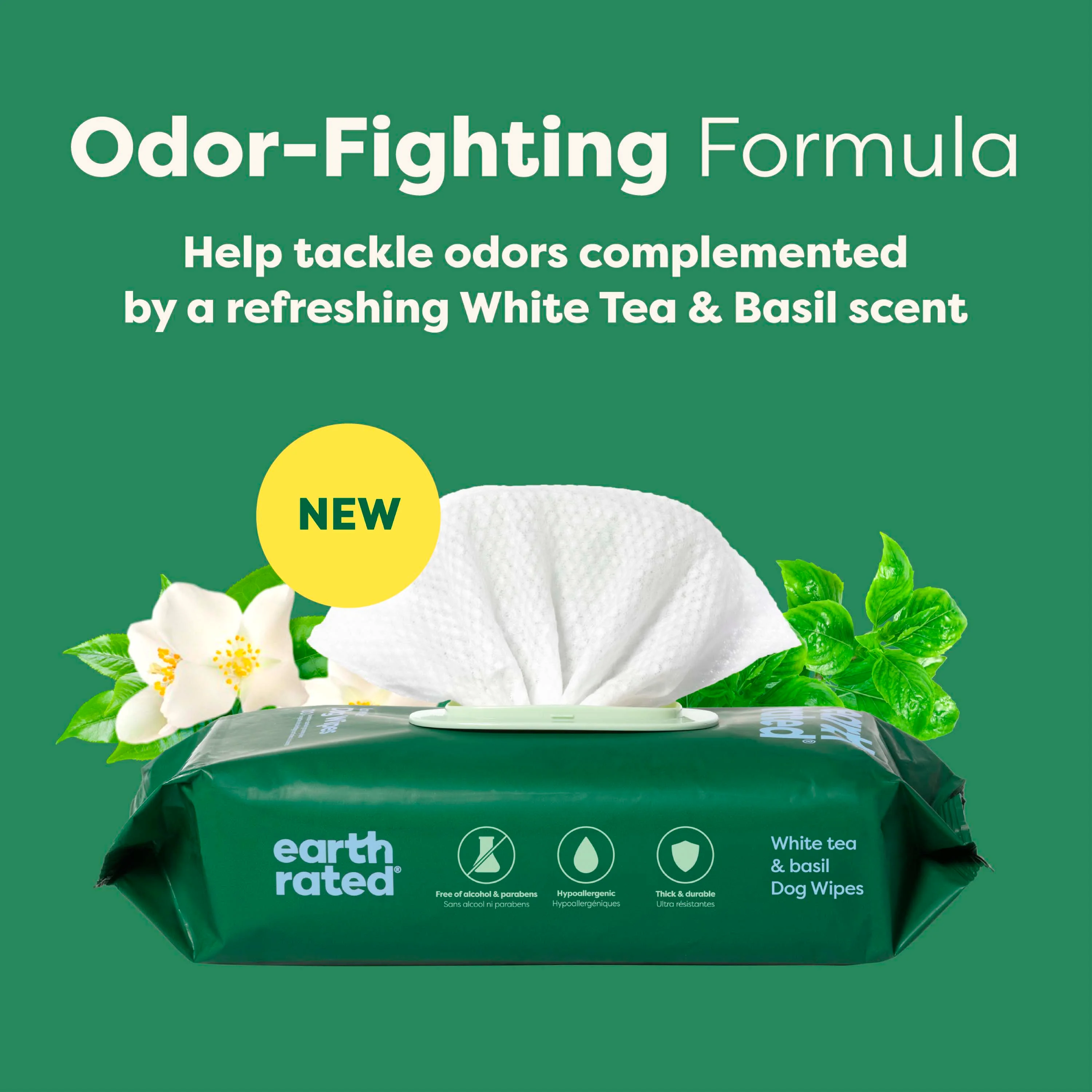 Dog Grooming Wipes – Extra Thick, White Tea Basil Scented - Image 5