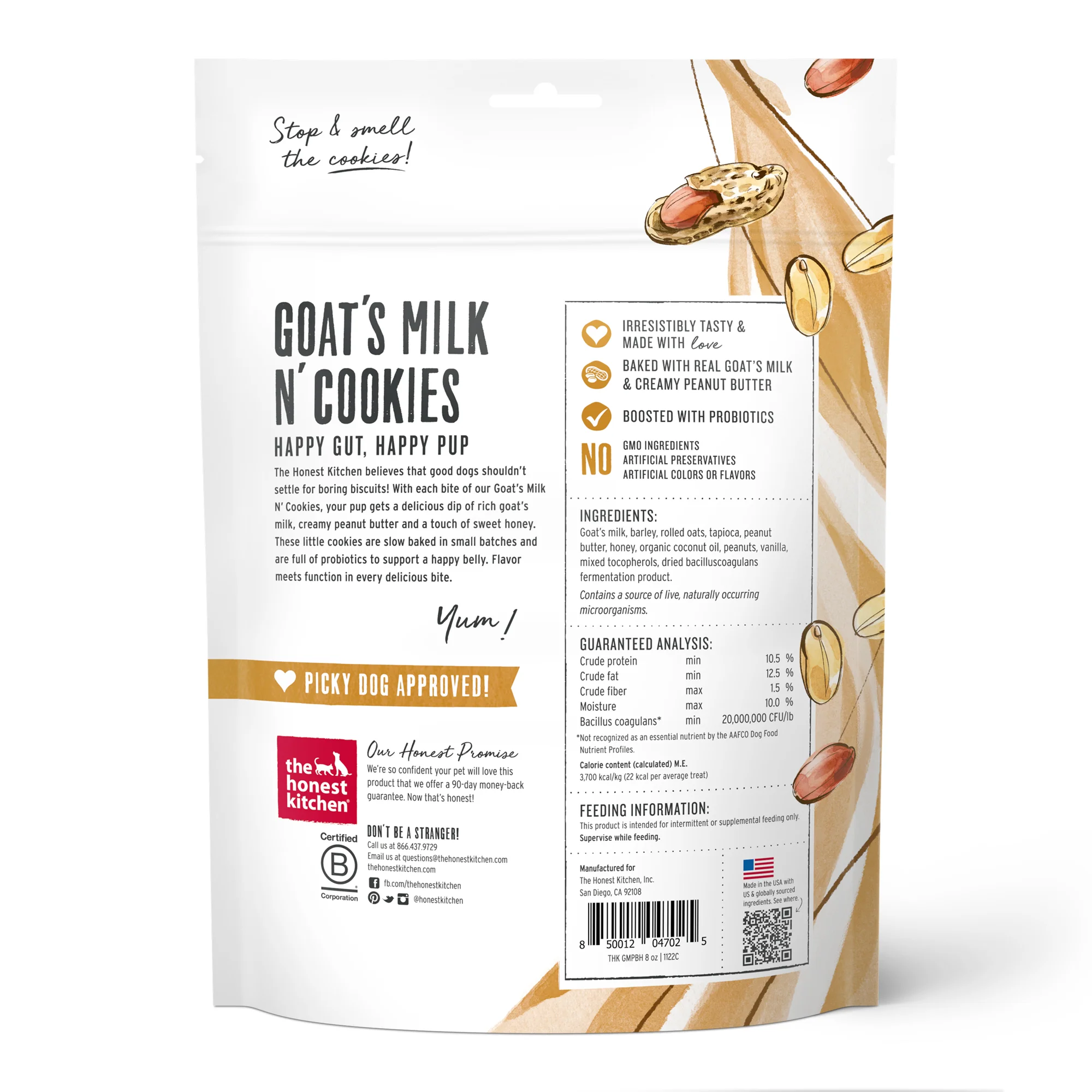 Dog Treat Peanut Butter & Honey Goat's Milk N' Cookies - Image 2