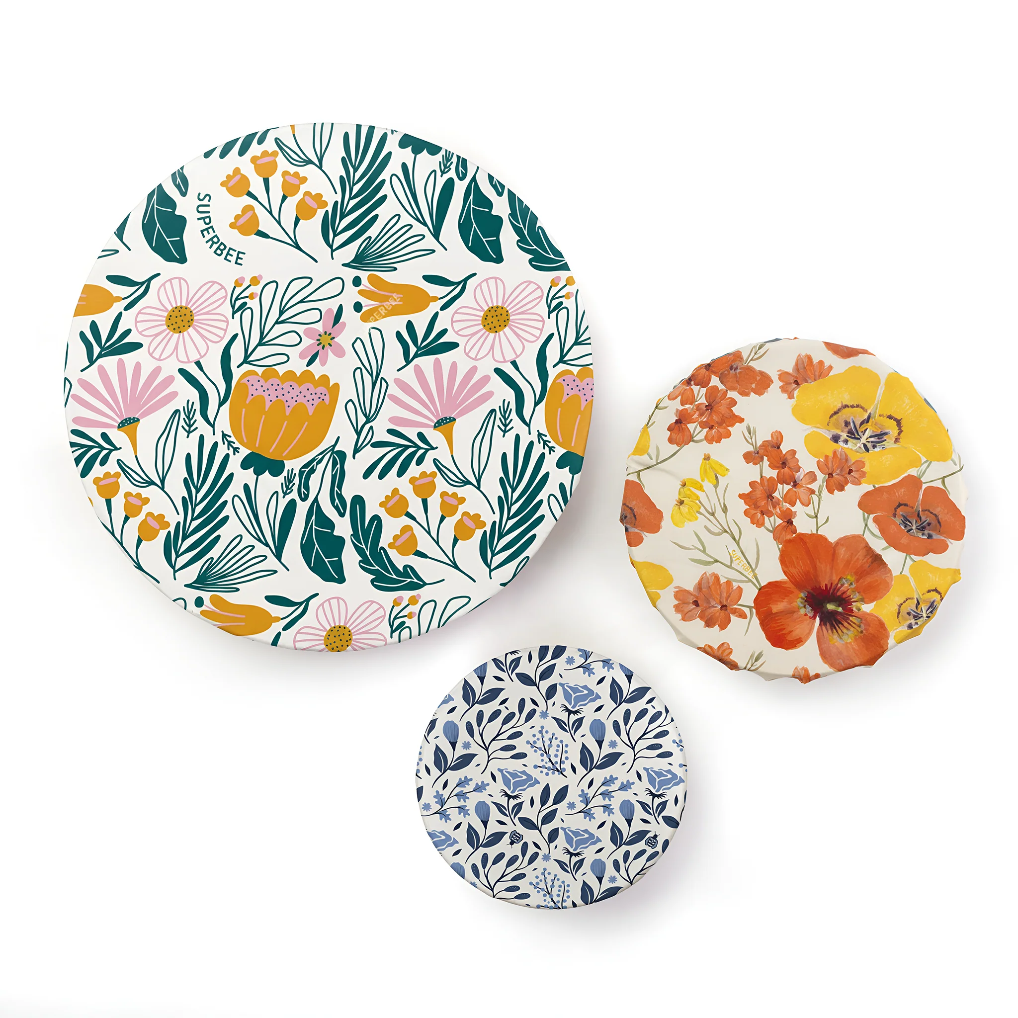 Essentials Beeswax Wraps – 3-Pack Reusable Food Wraps, Floral Prints - Image 7