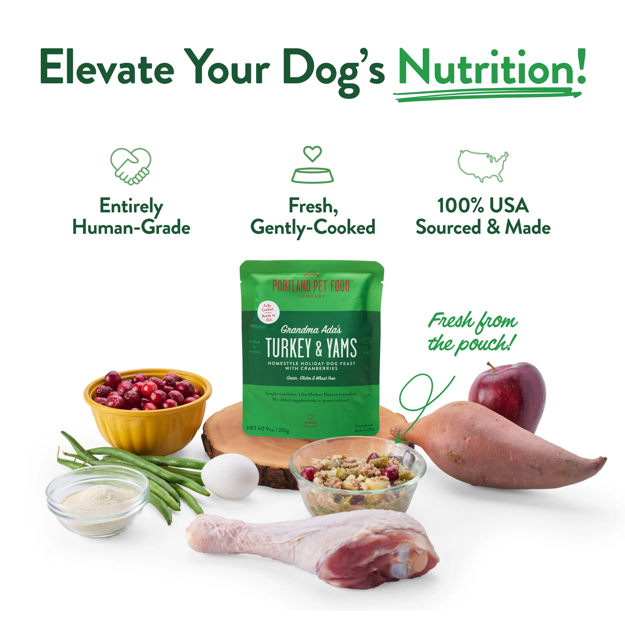 Grandma Ada's Turkey & Yams Human-Grade Dog Meal, Mixer or Meal Topper, 9 oz Pouch - Single - Image 8