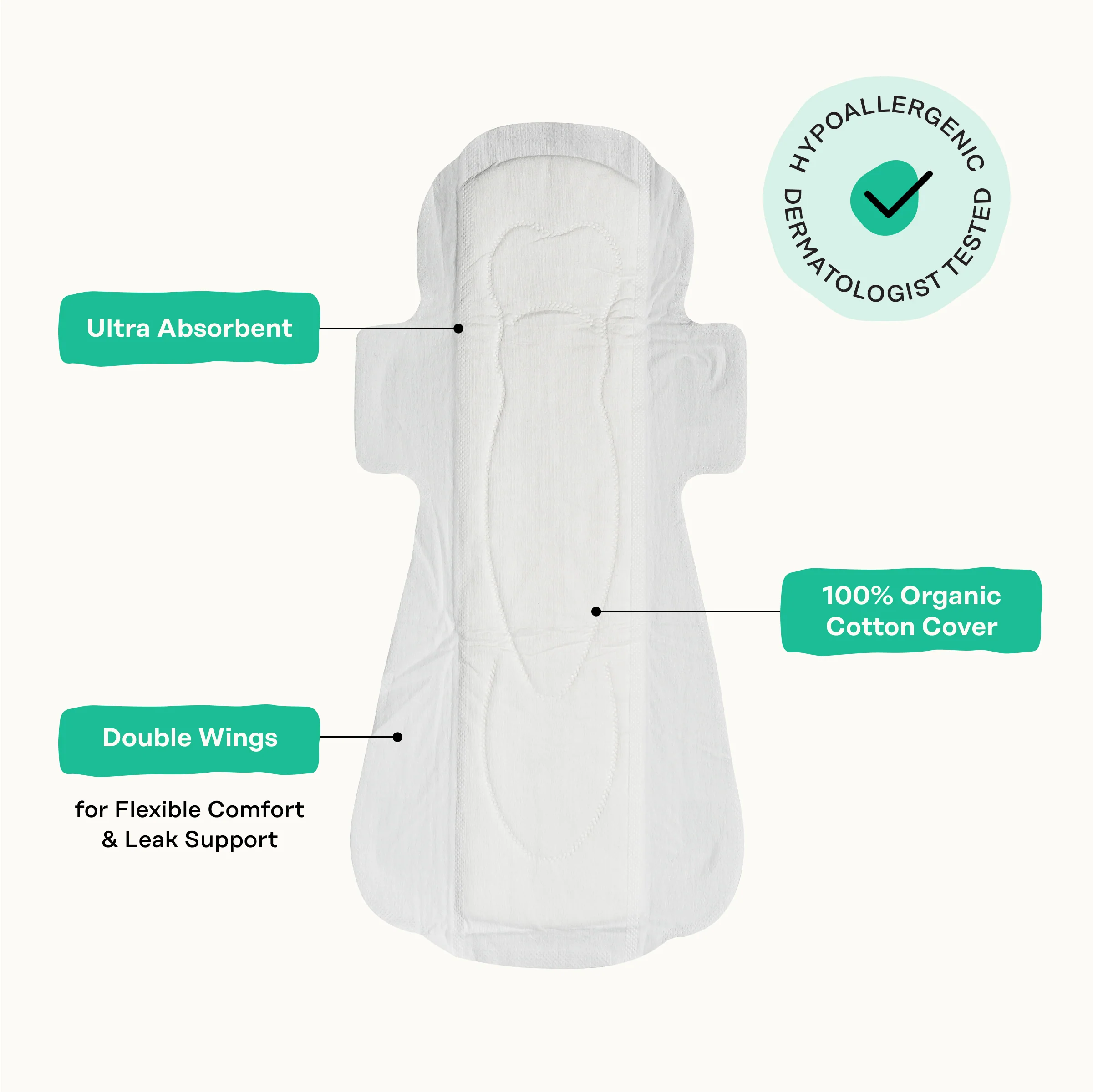 100% Organic Cotton Cover Overnight Menstrual Pads - Herbal-Infused - Image 8