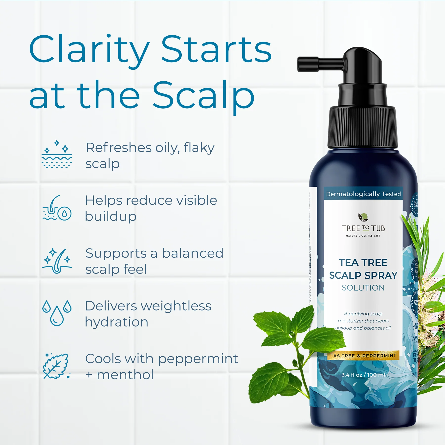 Tea Tree Scalp Spray, Calming Spray for Dry, Itchy or Flaky Scalp - Image 3
