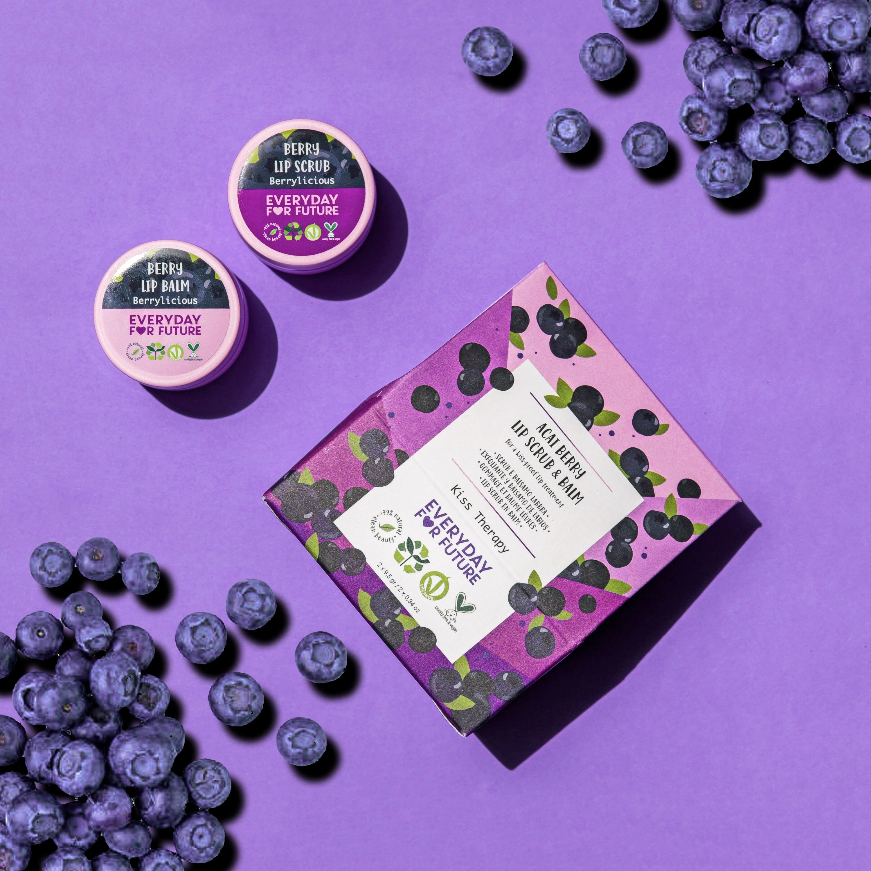 Moisturizing Blueberry Lip Balm & Lip Scrub Kiss Therapy Kit - Image 3