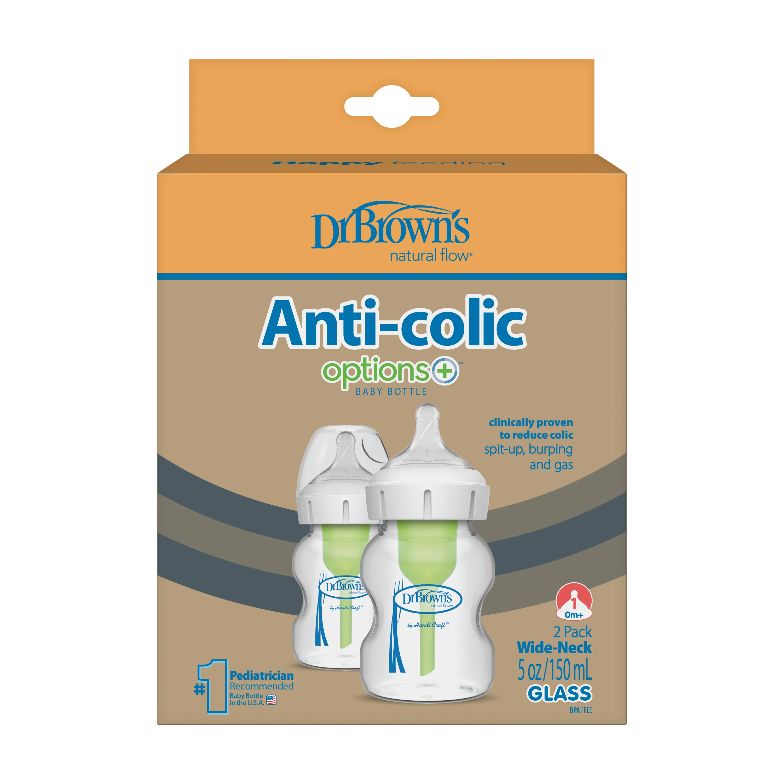 Natural Flow Anti-Colic Options+ Wide-Neck Glass Baby Bottle - Level 1 Slow Flow Nipple - Image 3