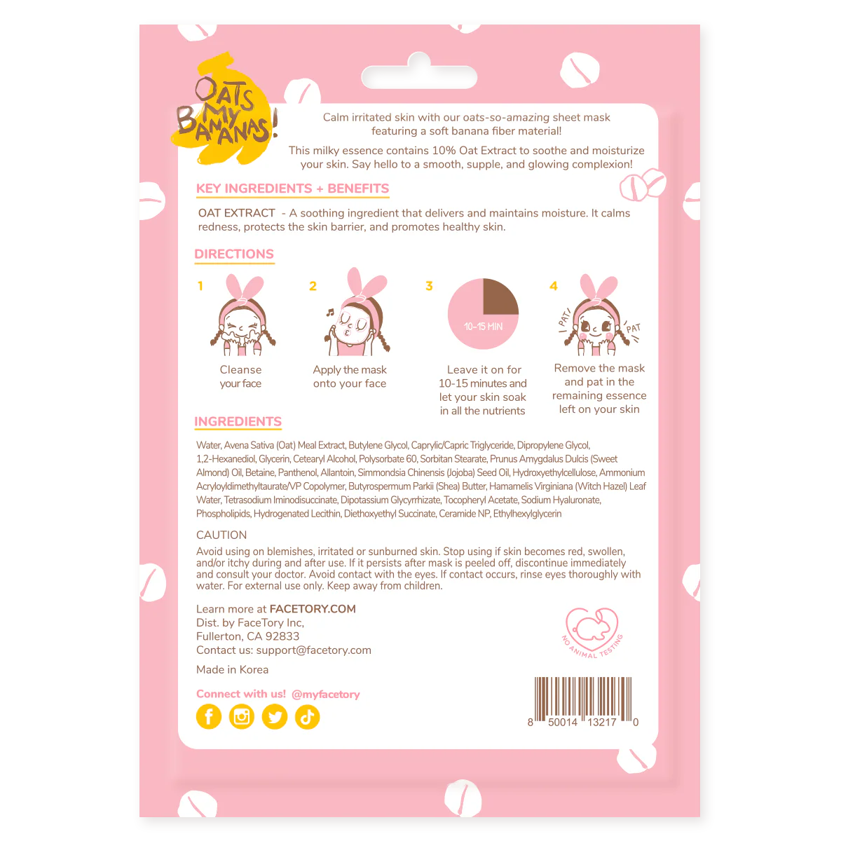 Oats My Bananas Sheet CALMING Mask - Image 2