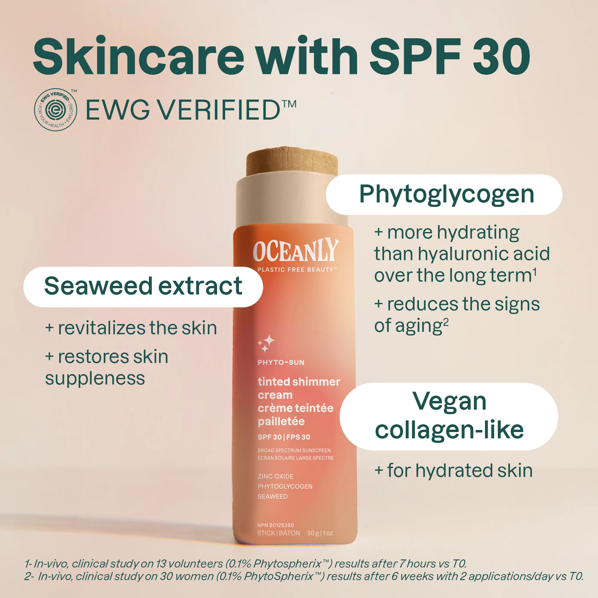 Oceanly PHYTO-SUN Tinted, Shimmer Face Sunscreen Cream SPF 30 - Image 3
