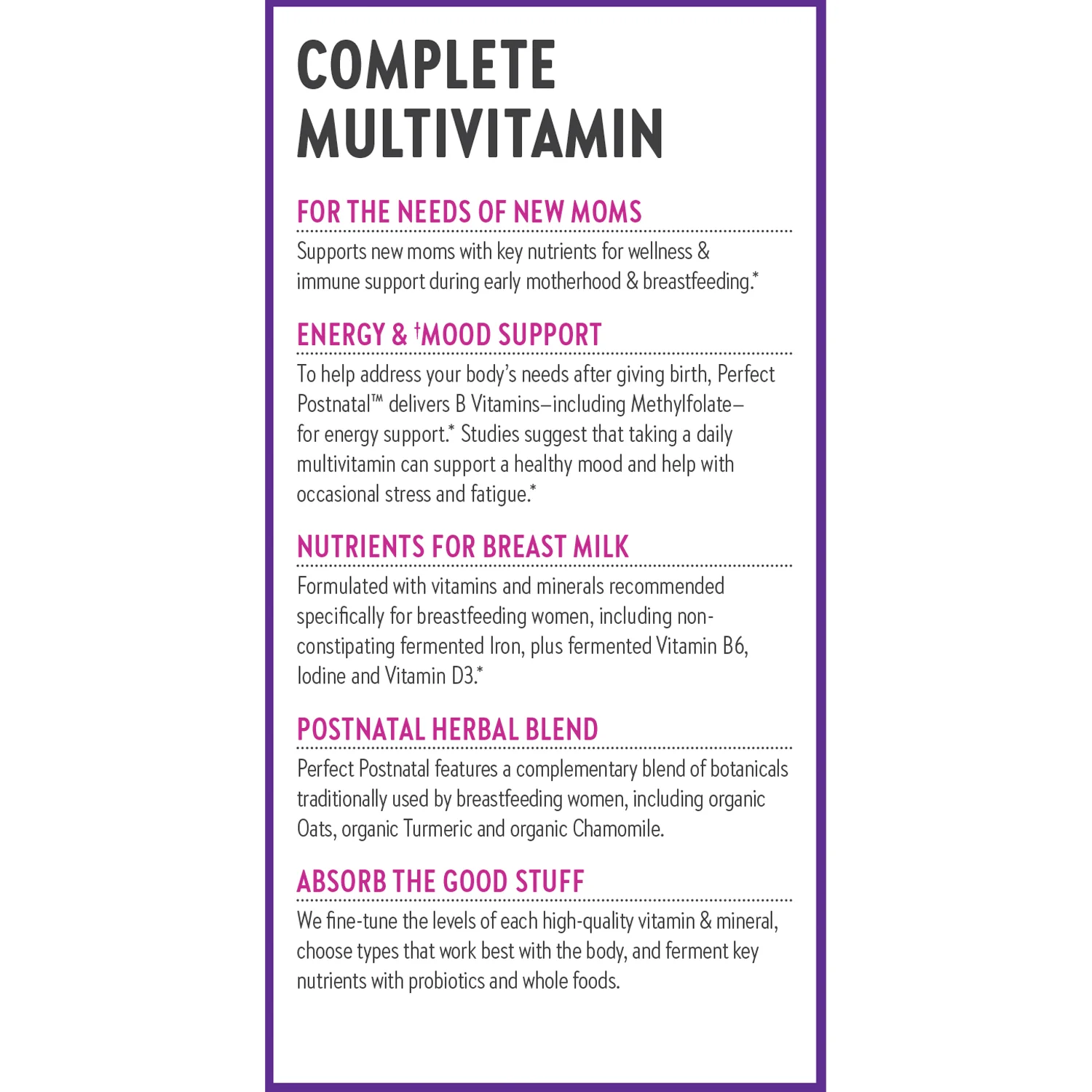 Perfect Postnatal™ Multivitamin, Energy, Mood & Lactation Support - Image 4