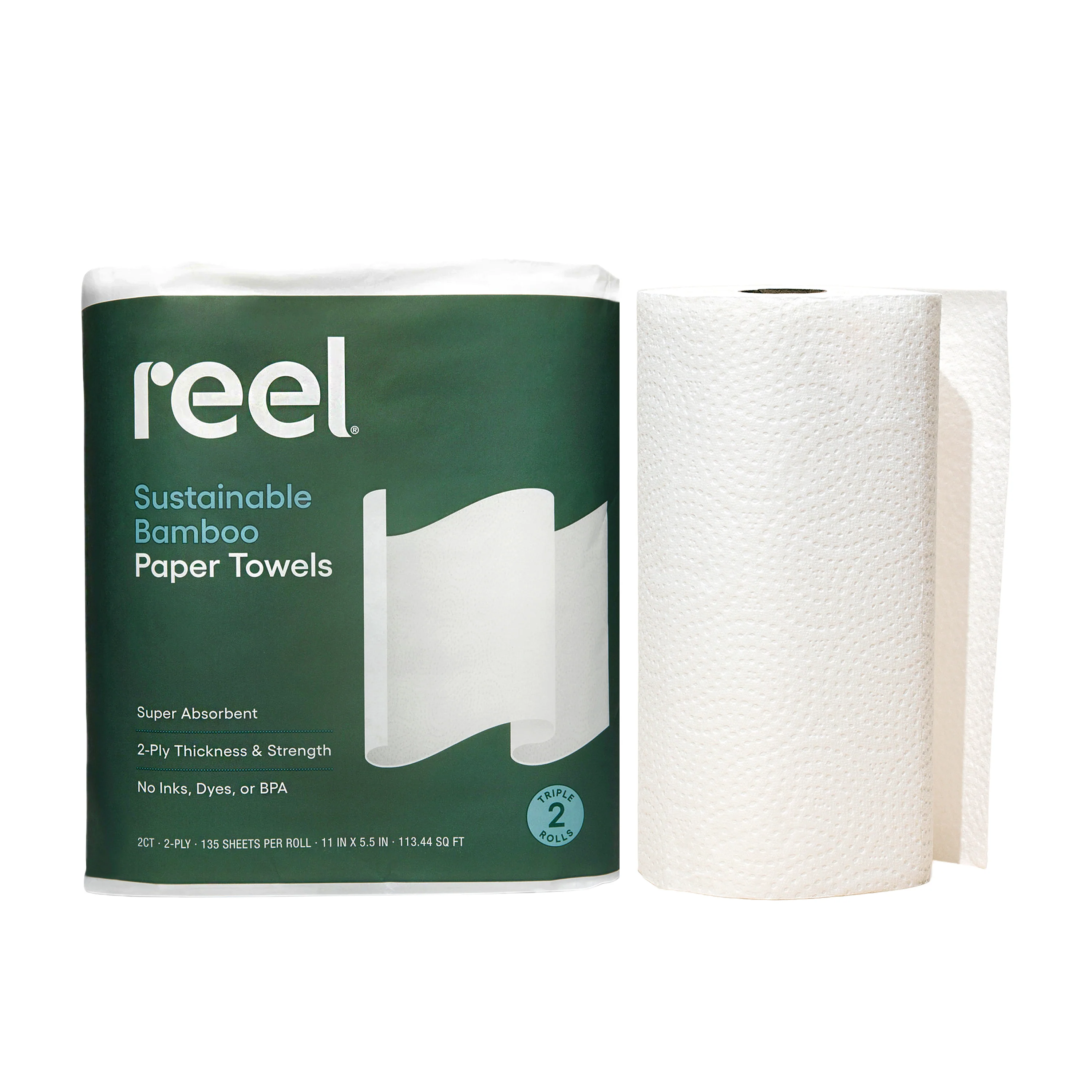 Premium Bamboo Paper Towels - 135 2-Ply sheets per roll - Image 2