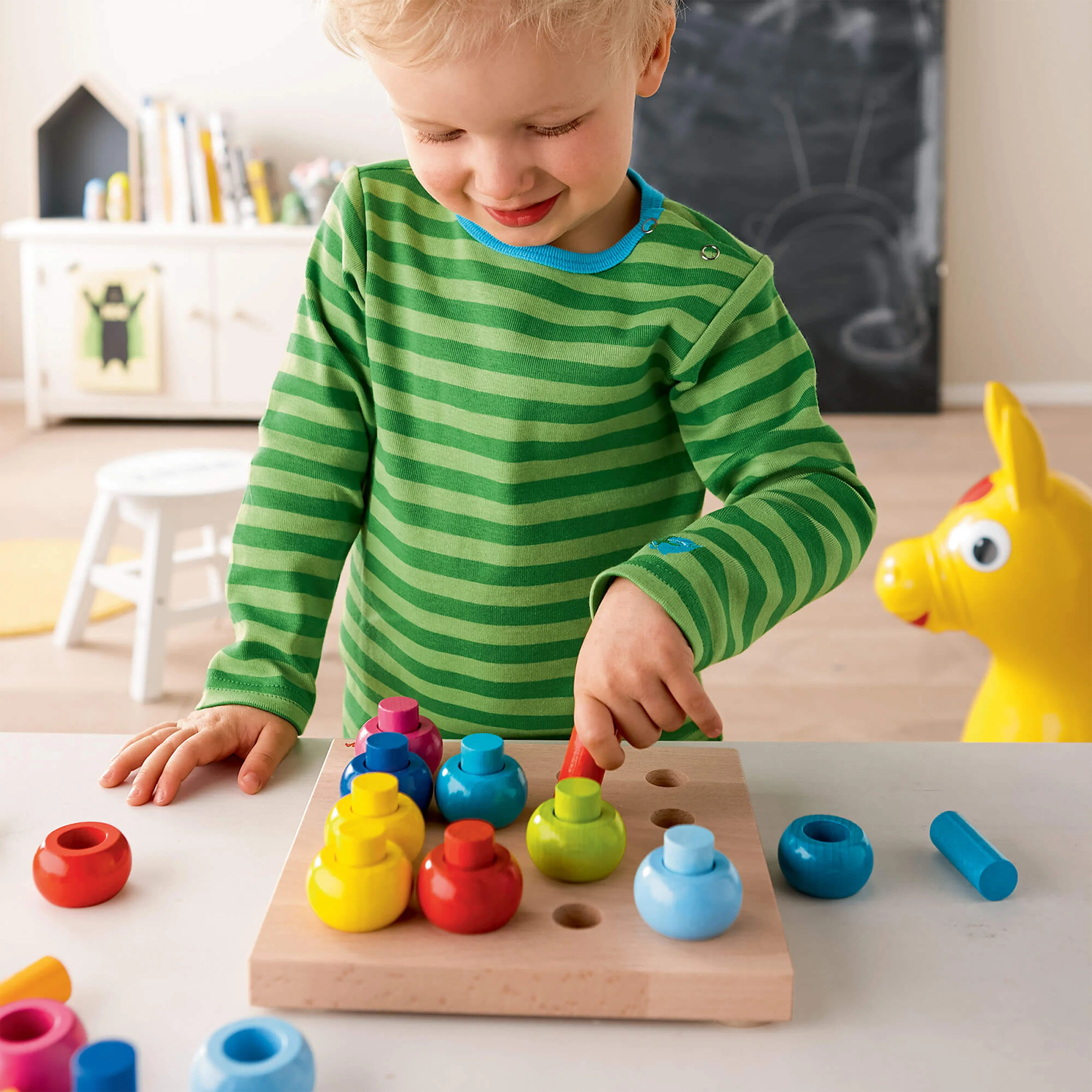 Rainbow Whirls Wooden Sorting and Stacking Game - Image 6