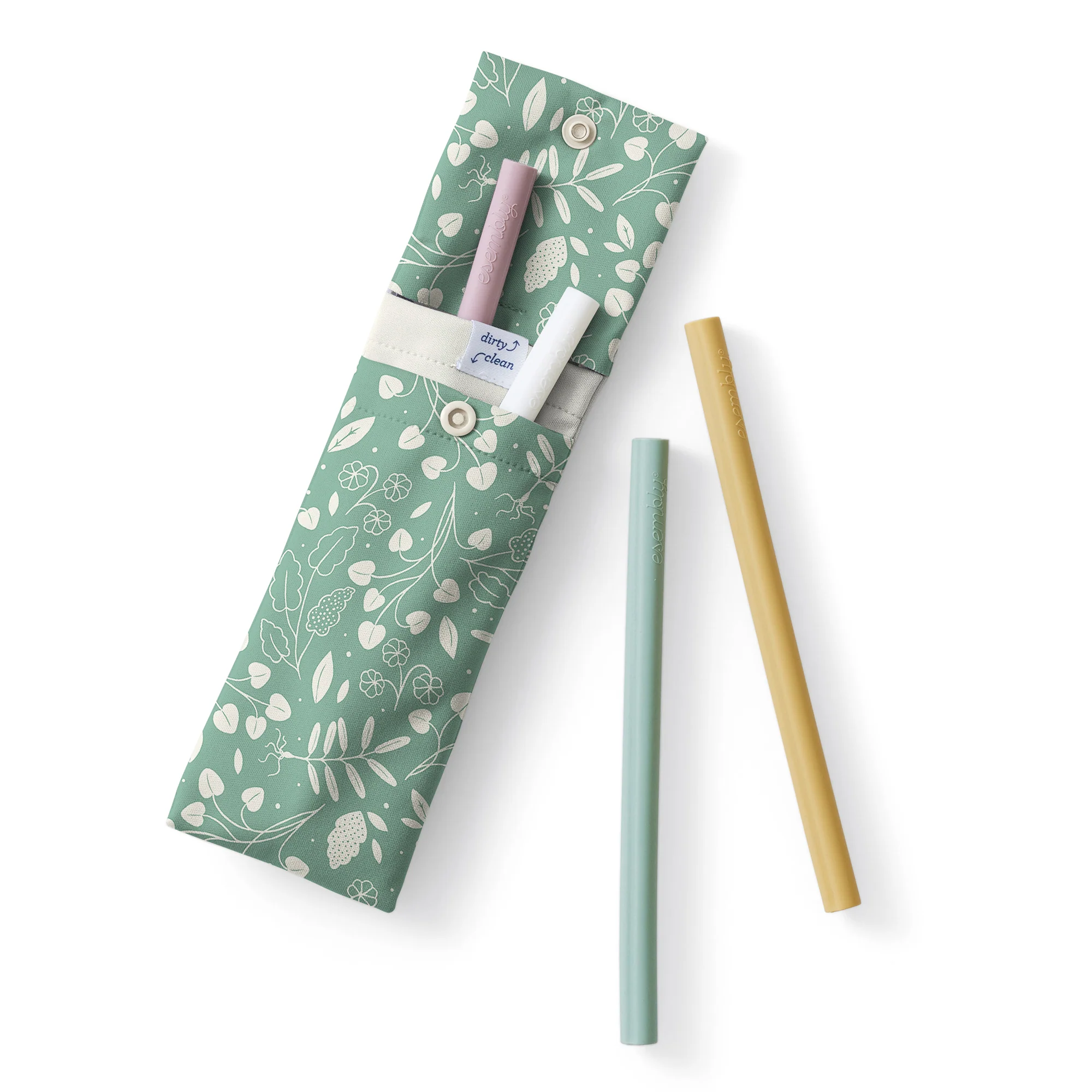 Reusable Silicone Sipper Straws with Storage Pouch made from Upcycled Materials - Image 2