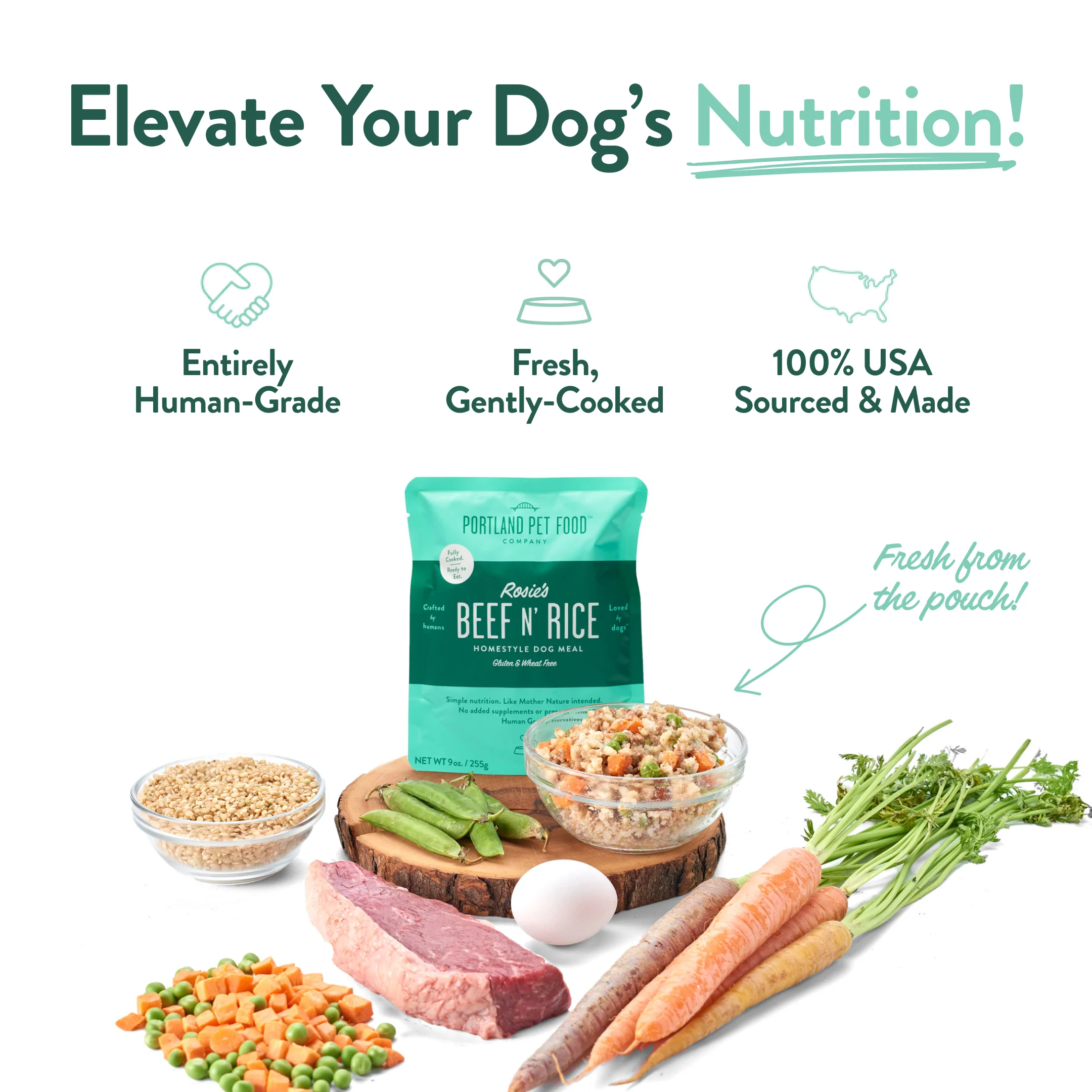 Rosie's Beef N' Rice Human-Grade Dog Meal, Mixer or Meal Topper, 9 oz Pouch - Single - Image 8