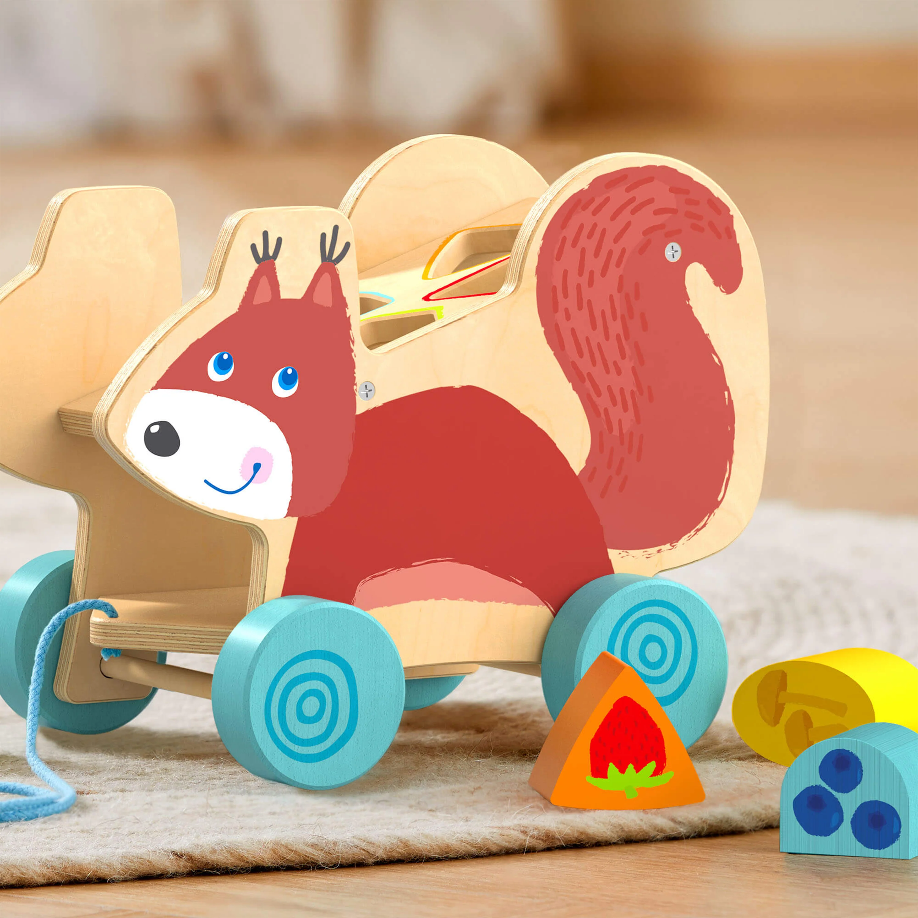 Squirrel Pull Along Toy Sorting Box - Image 3