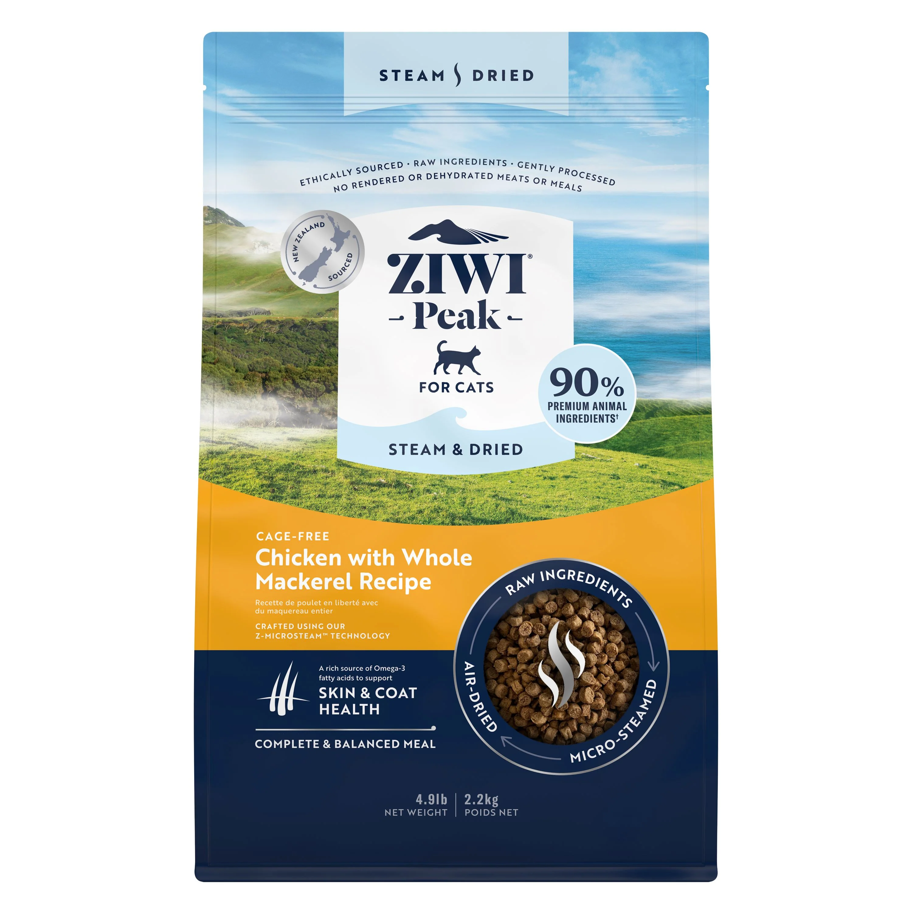 Steam & Dried Cat Food - Cage-Free Chicken w/ Mackerel – High Protein, Skin & Coat Health, Low Carb, for All Life Stages - Image 9