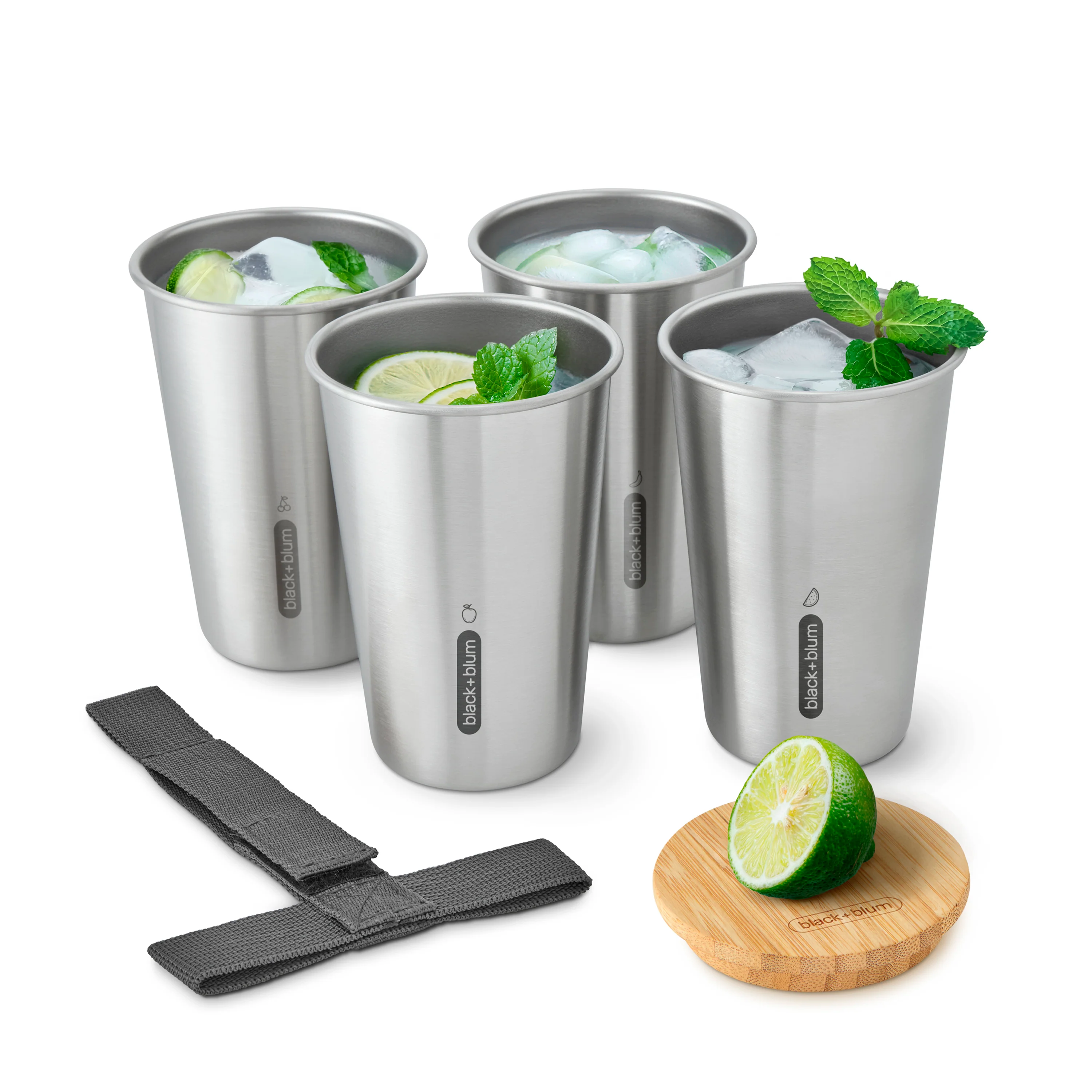 Stainless Steel Cup Set, 16.9 fl oz, Set of 4 - Image 3