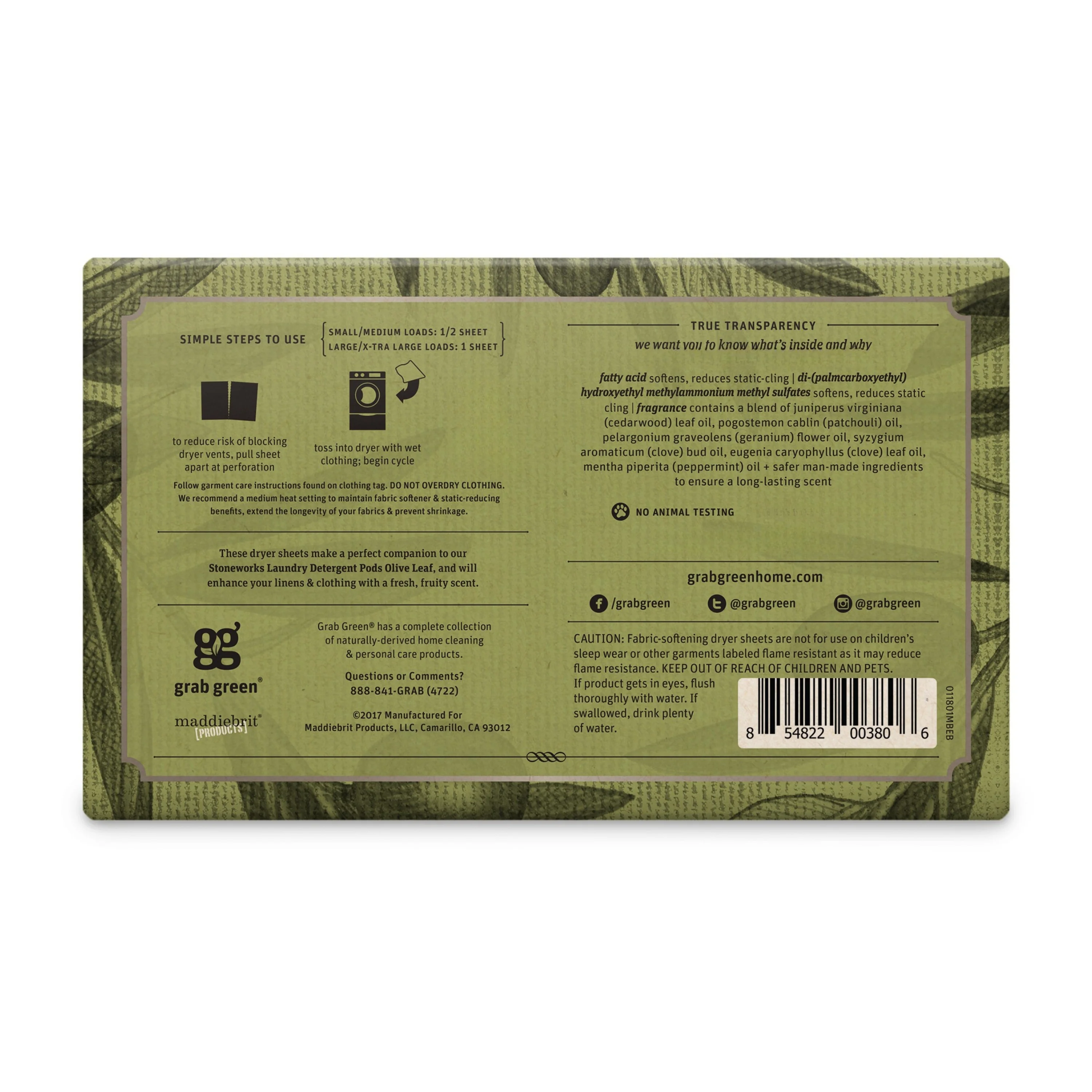 Stoneworks Dryer Sheets - Olive Leaf - Image 3