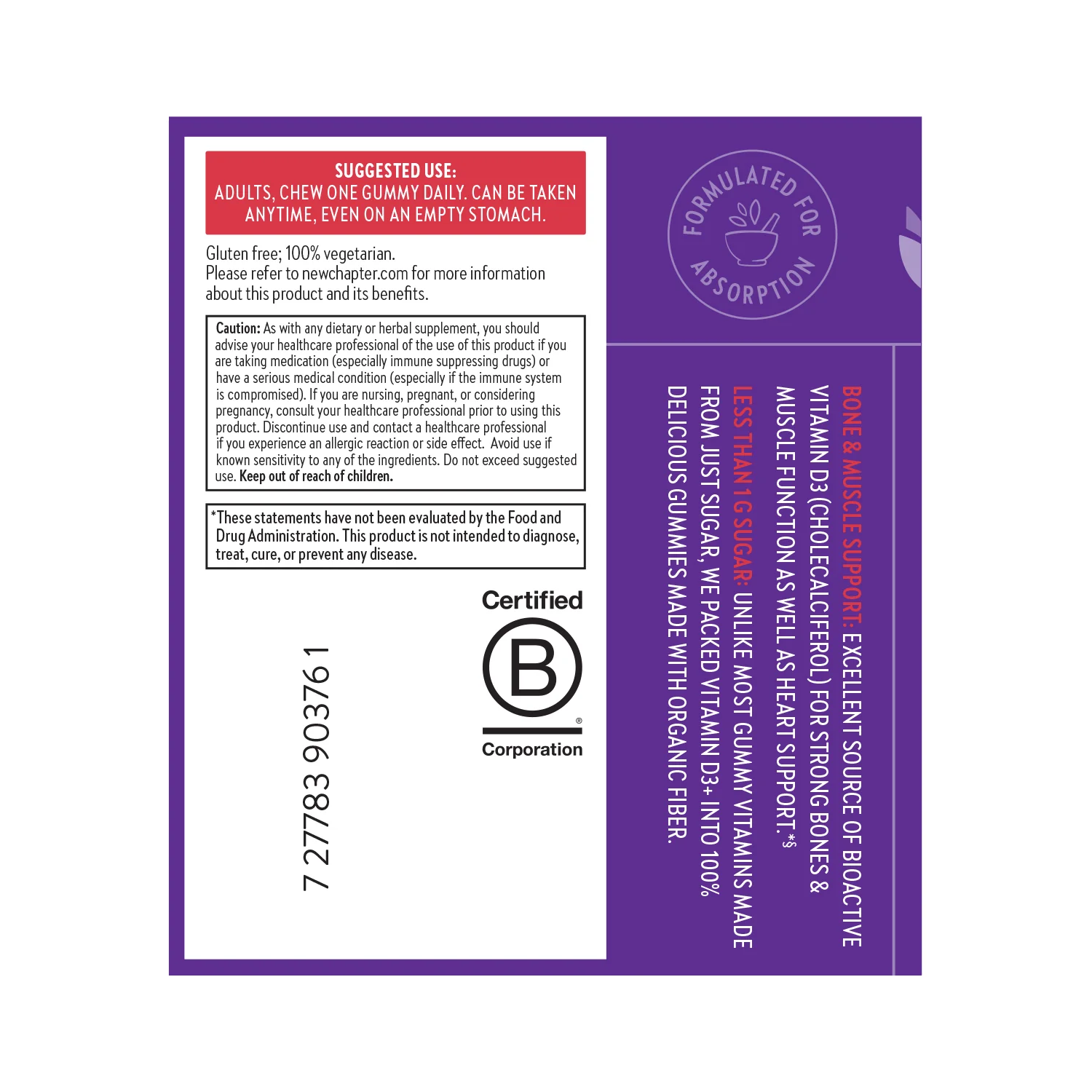 Strength Support Vitamin D3+ Gummies, Mixed Berry Flavored - Image 3