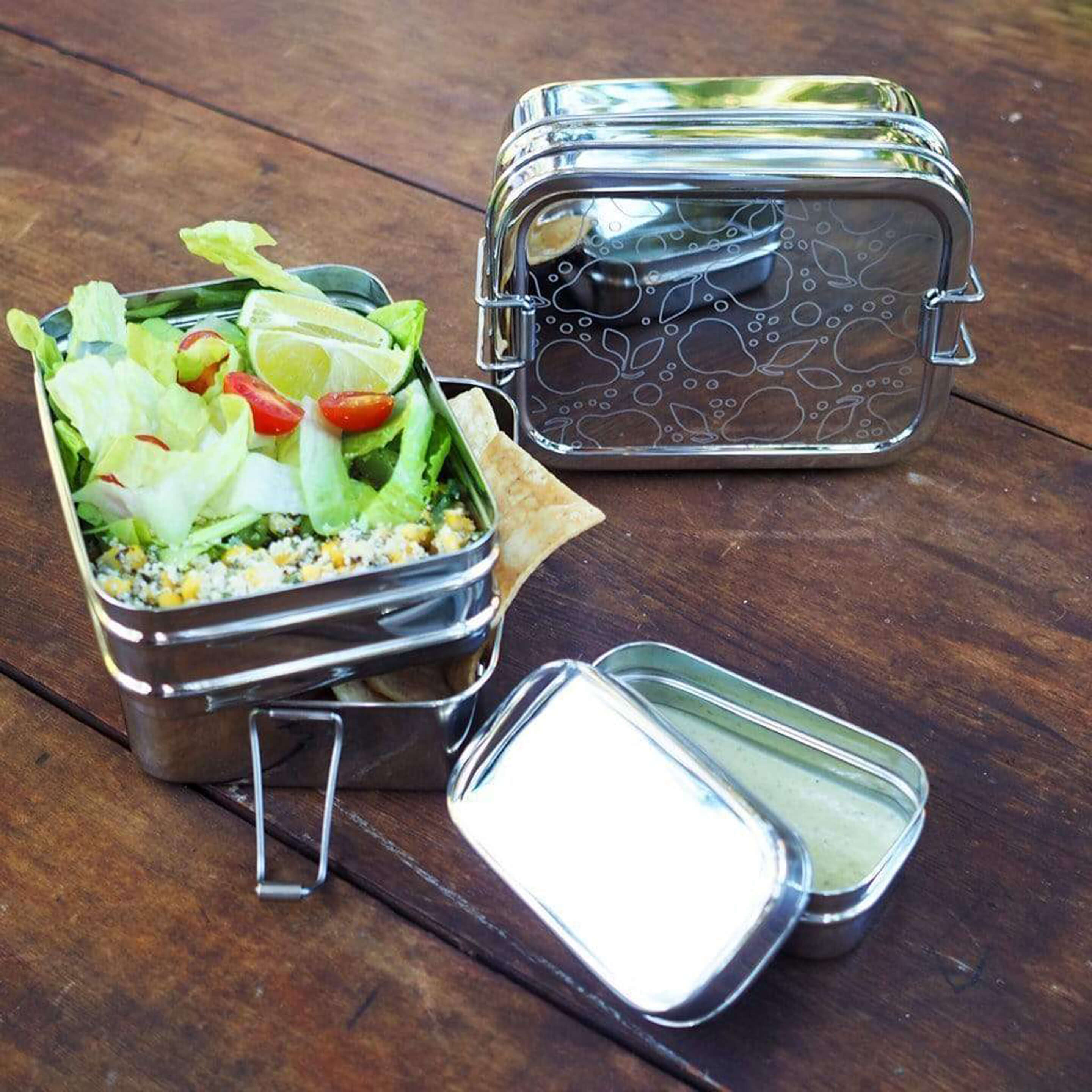 Three-in-One Classic Stainless Steel Lunch Box Set - Image 7
