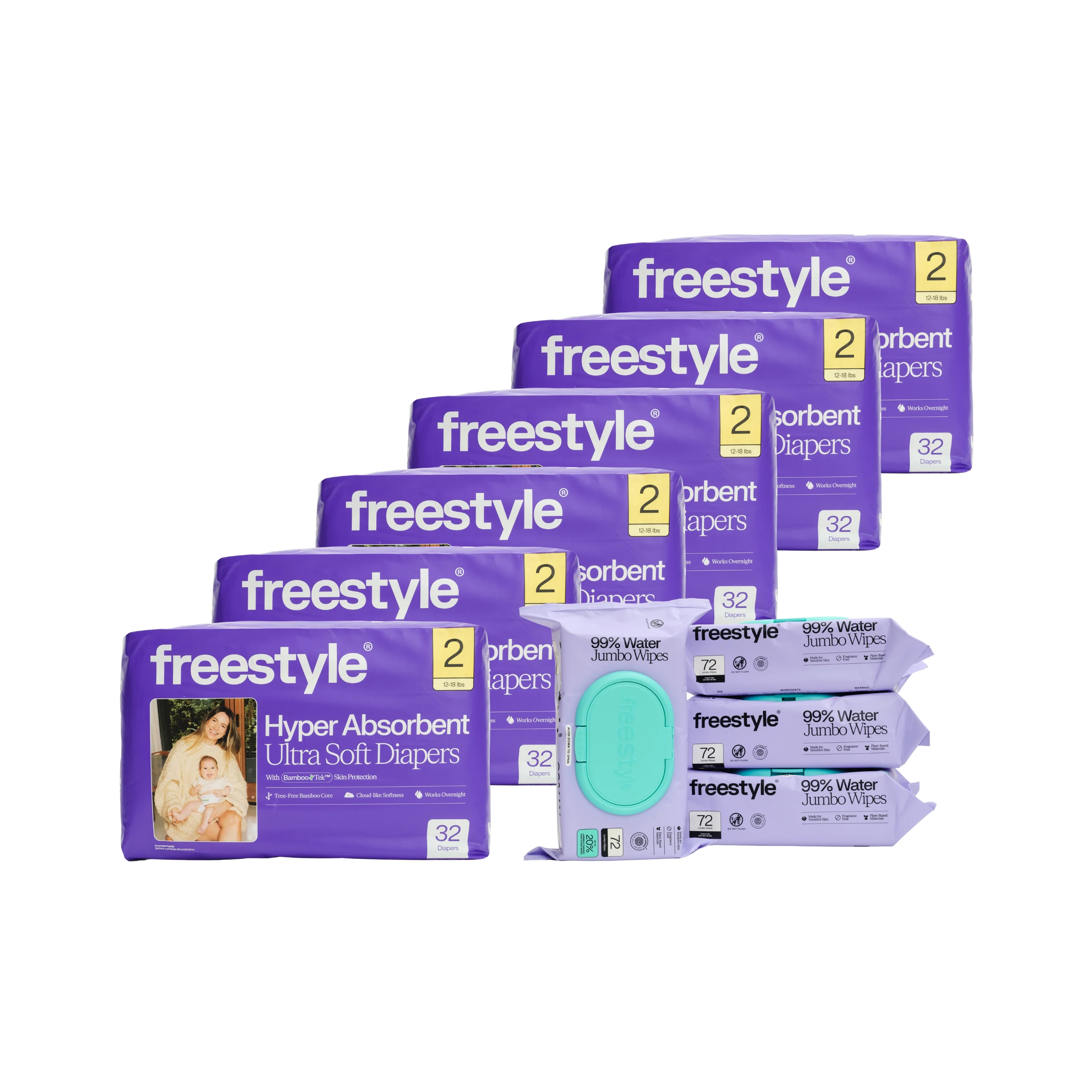Tree Free Bamboo Diaper & Jumbo Wipes Starter Set - One Month Supply - Image 2