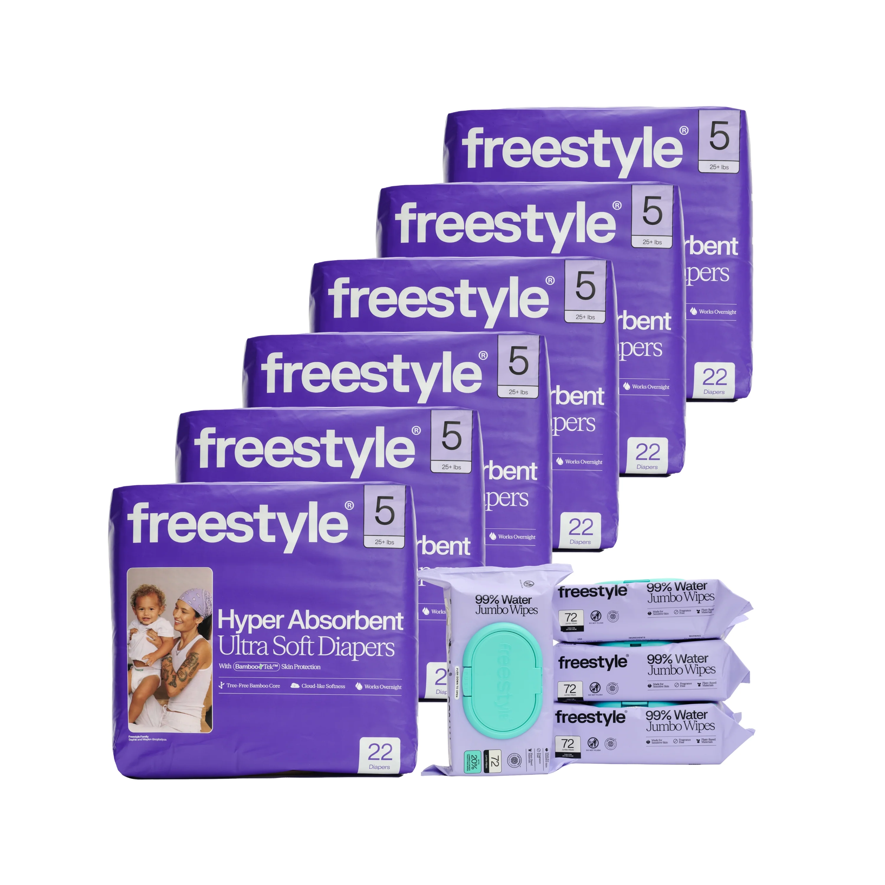 Tree Free Bamboo Diaper & Jumbo Wipes Starter Set - One Month Supply - Image 5