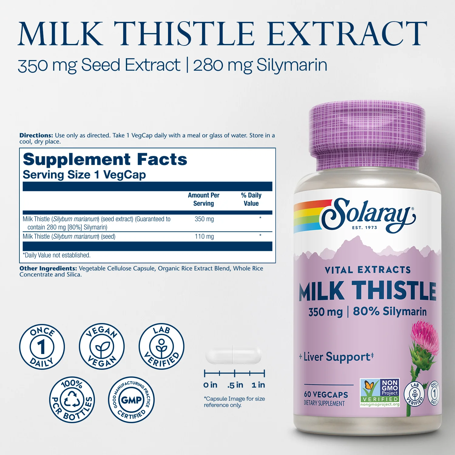 Vital Extracts Milk Thistle, 350 mg - Image 3