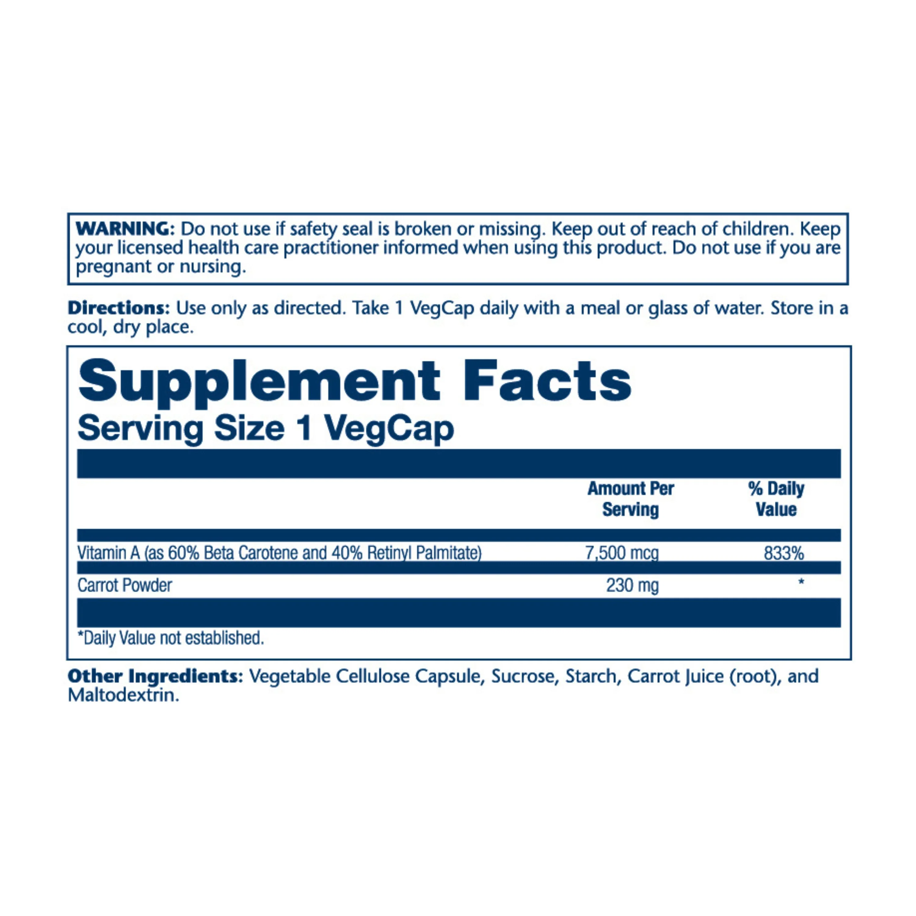 Vitamin A as Beta Carotene & Retinyl Palmitate, 7500 mcg - Image 2