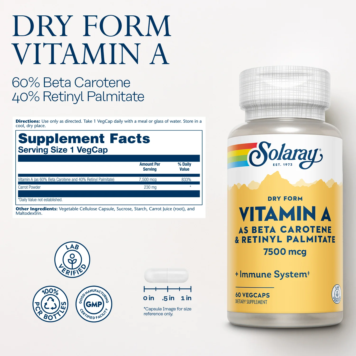 Vitamin A as Beta Carotene & Retinyl Palmitate, 7500 mcg - Image 3