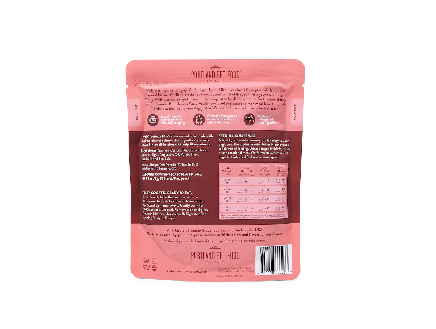 Wally's Salmon N' Rice Human-Grade Dog Meal, Mixer or Meal Topper, 9 oz Pouch - Single - Image 3